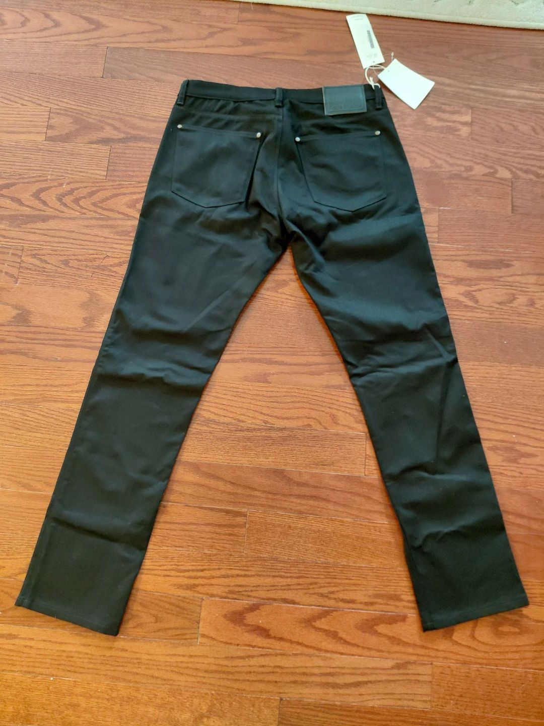 Acne Studios Max Stay Black Leather Patch Denim Jeams Size US 34 / EU 50 - 2 Thumbnail