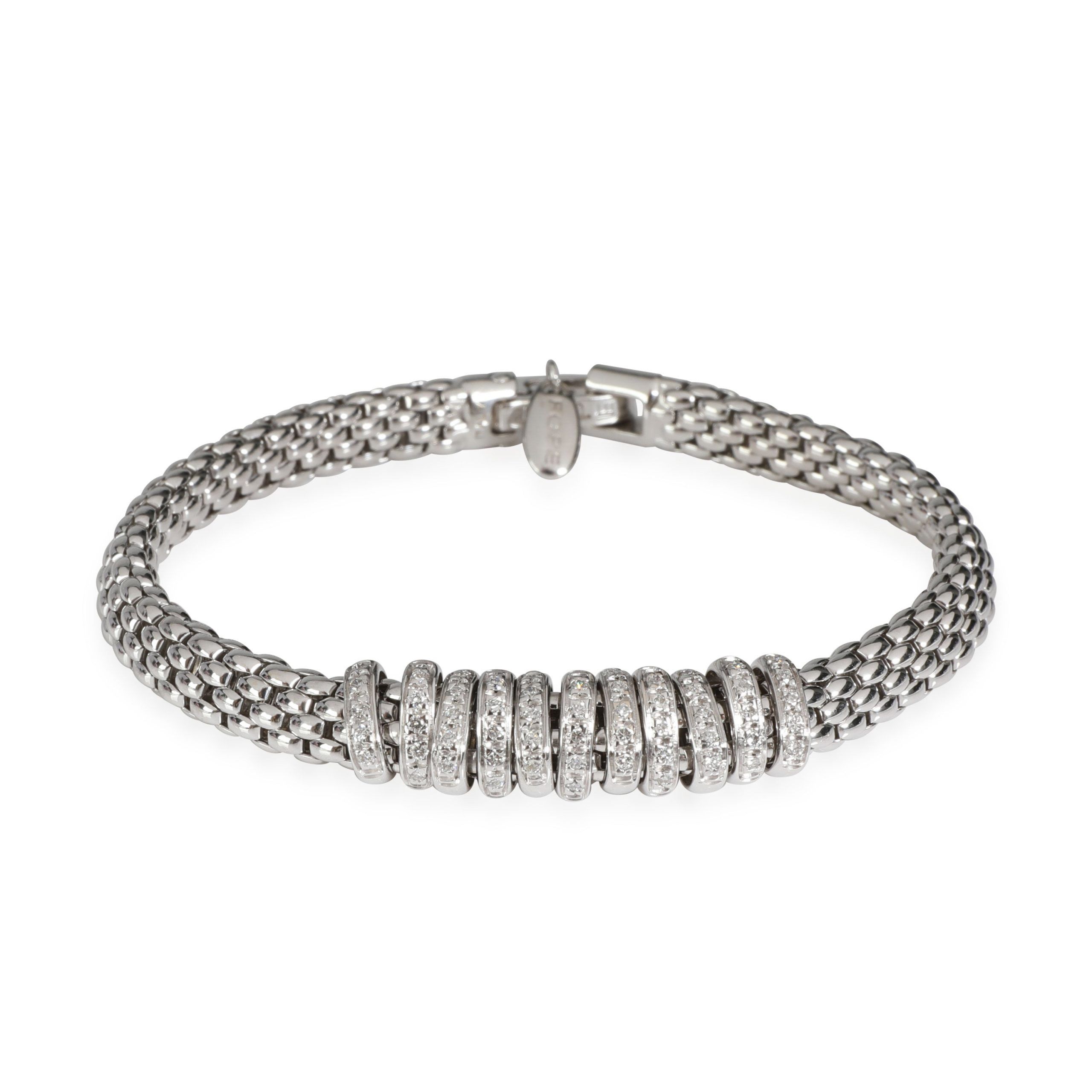 image of Tiffany Co Fope Diamond Bracelet In 18K White Gold 0.68 Ctw, Women's