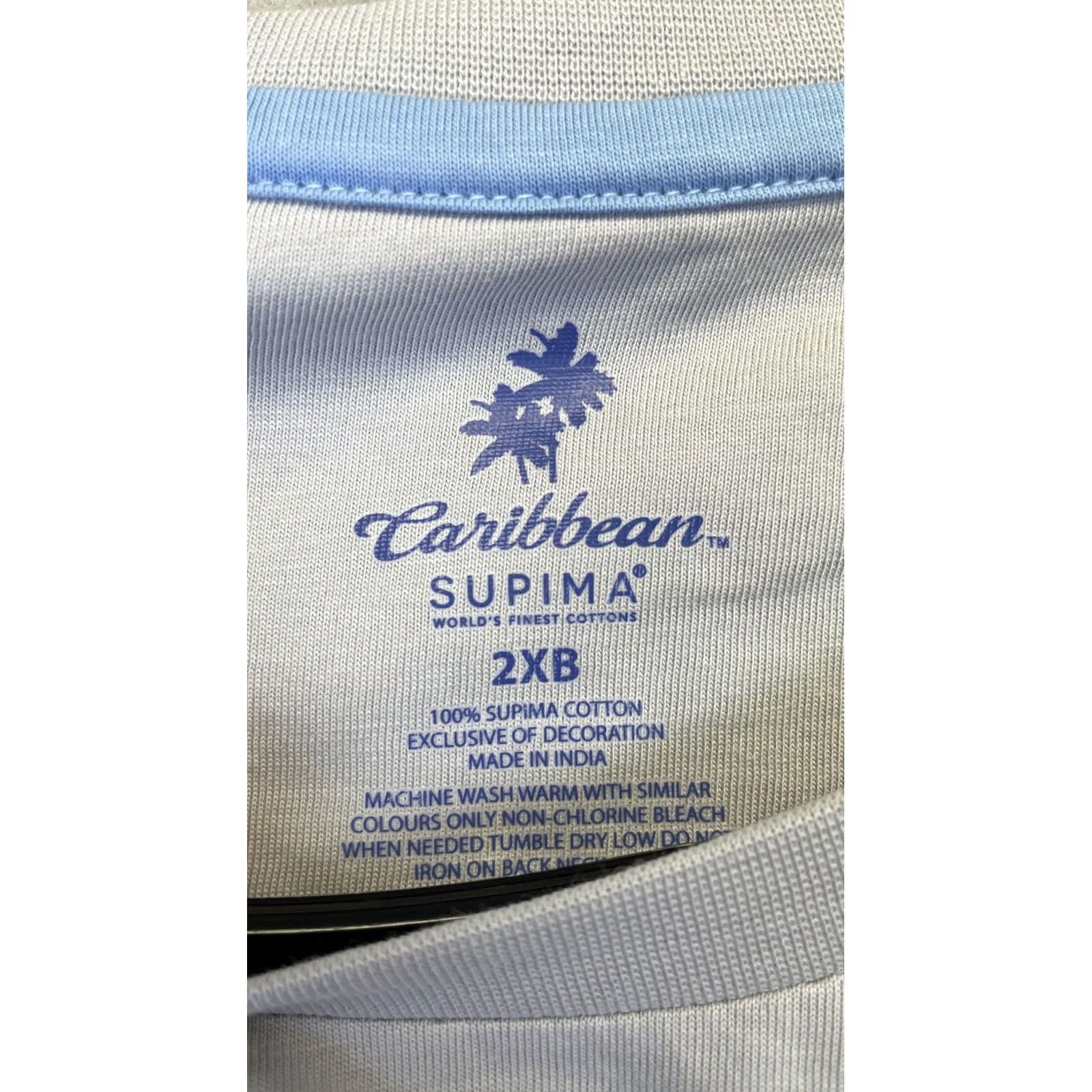 Vintage Caribbean Shirt Mens 2XB Big & Tall Light Gray Supima Cotton Pocket Tee Parrot Size US XXL / EU 58 / 5 - 5 Thumbnail