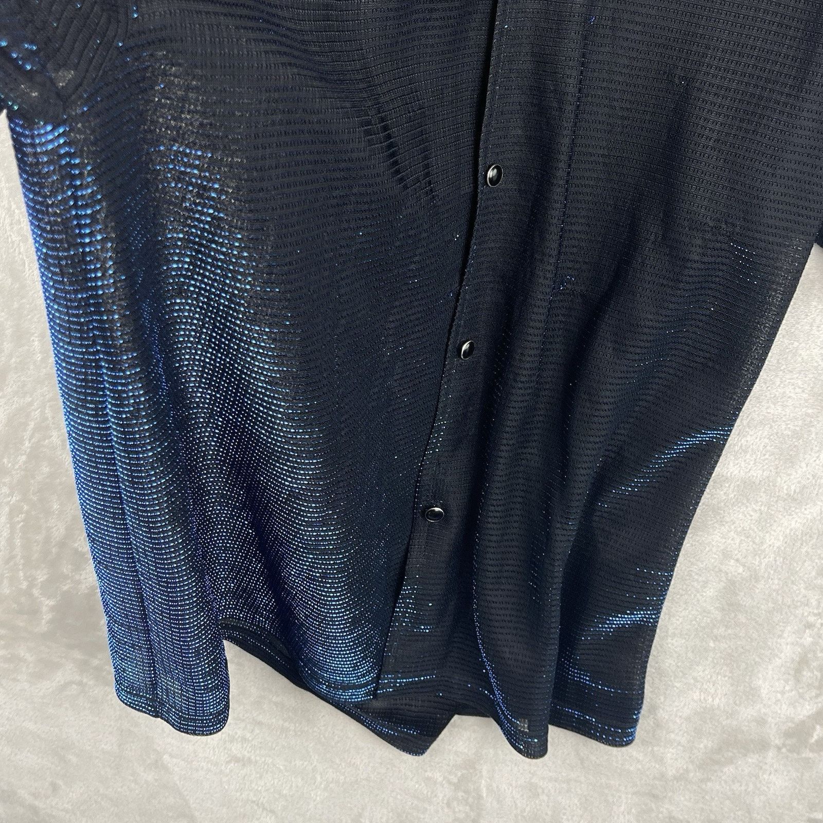 Other Vtg Club YMLA Metallic Blue Mesh Shirt Men's Large CyberGoth Size US L / EU 52-54 / 3 - 5 Thumbnail