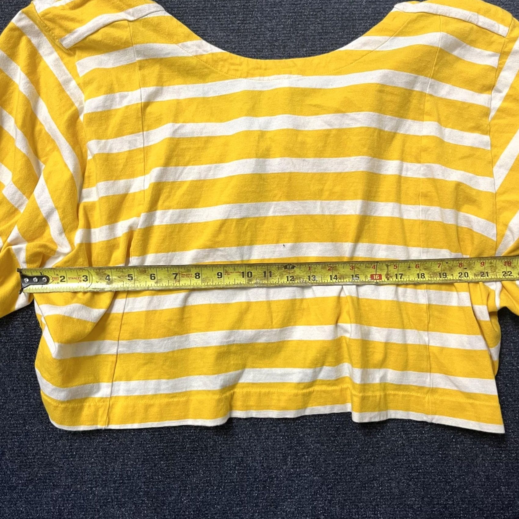 Anthropologie By Anthropologie Shirt Womens Medium Yellow White Striped Tie Front Crop Blouse Size M / US 6-8 / IT 42-44 - 3 Thumbnail
