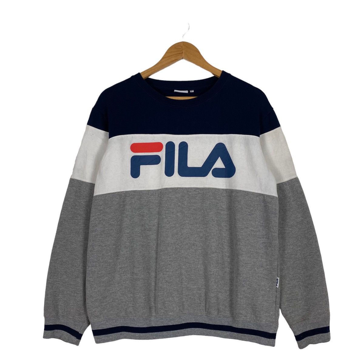 Fila × Japanese Brand Vintage Fila Colour Block Big Logo Crewneck Sweatshirt Size US M / EU 48-50 / 2 - 1 Thumbnail