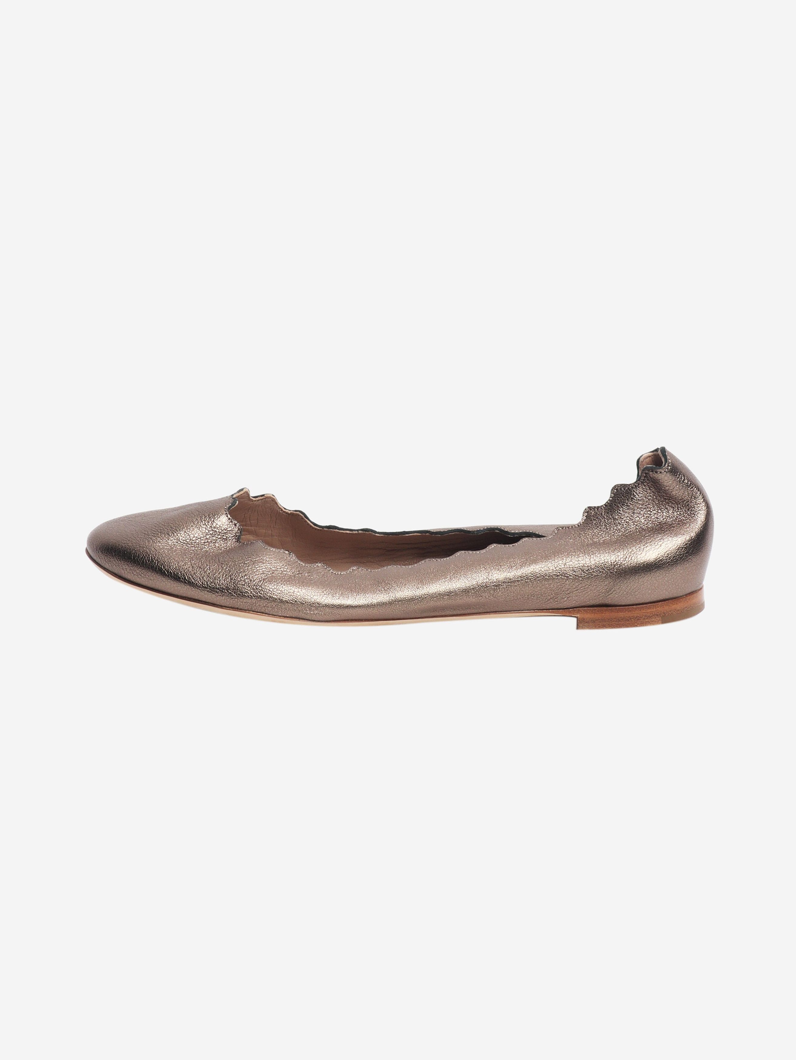 Chloe Cool bronze scallop-edge ballet flats - EU 37 Size US 6 / IT 36 - 1 Thumbnail