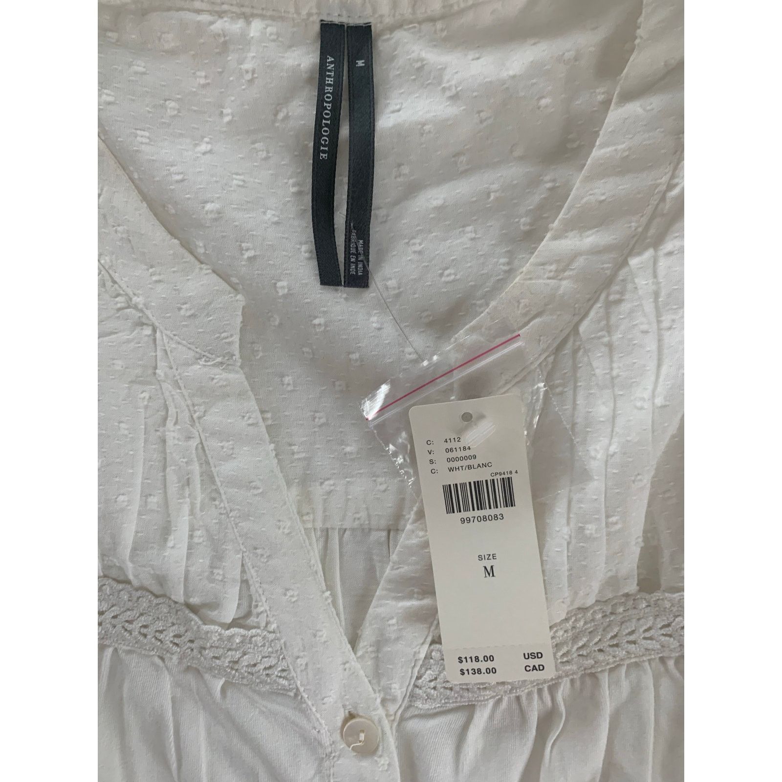 Anthropologie NWT Anthropologie Puff Sleeve Swiss Dot Blouse Size M / US 6-8 / IT 42-44 - 7 Thumbnail