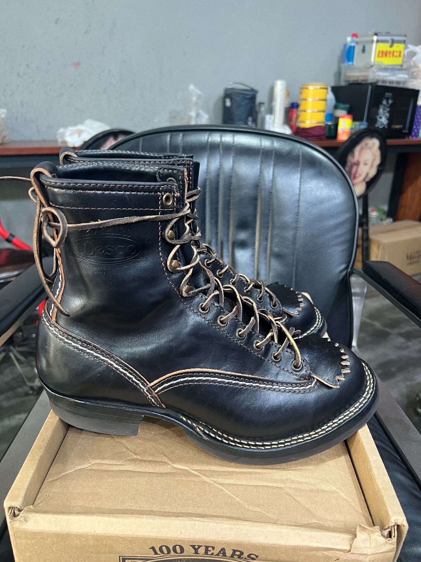 WESCO WESCO 100TH JOB MASTER Black Work Boots Size US 10 / EU 43 - 1 Thumbnail