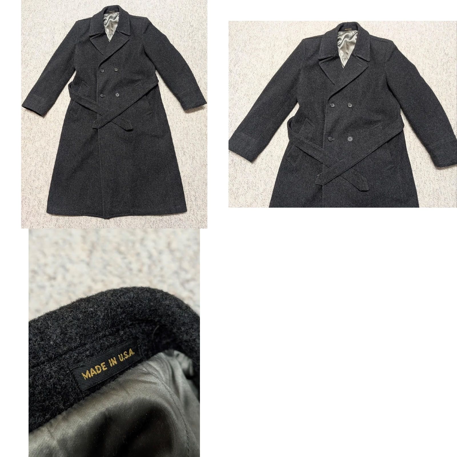 Doublet VINTAGE Stratojac OVERCOAT Wool Double Breasted Black Belted Long Coat Mens M Black 40 in Wool Coat Double Breasted Belted Thick Wool 40 Chest Mens Size US M / EU 48-50 / 2 - 8 Thumbnail
