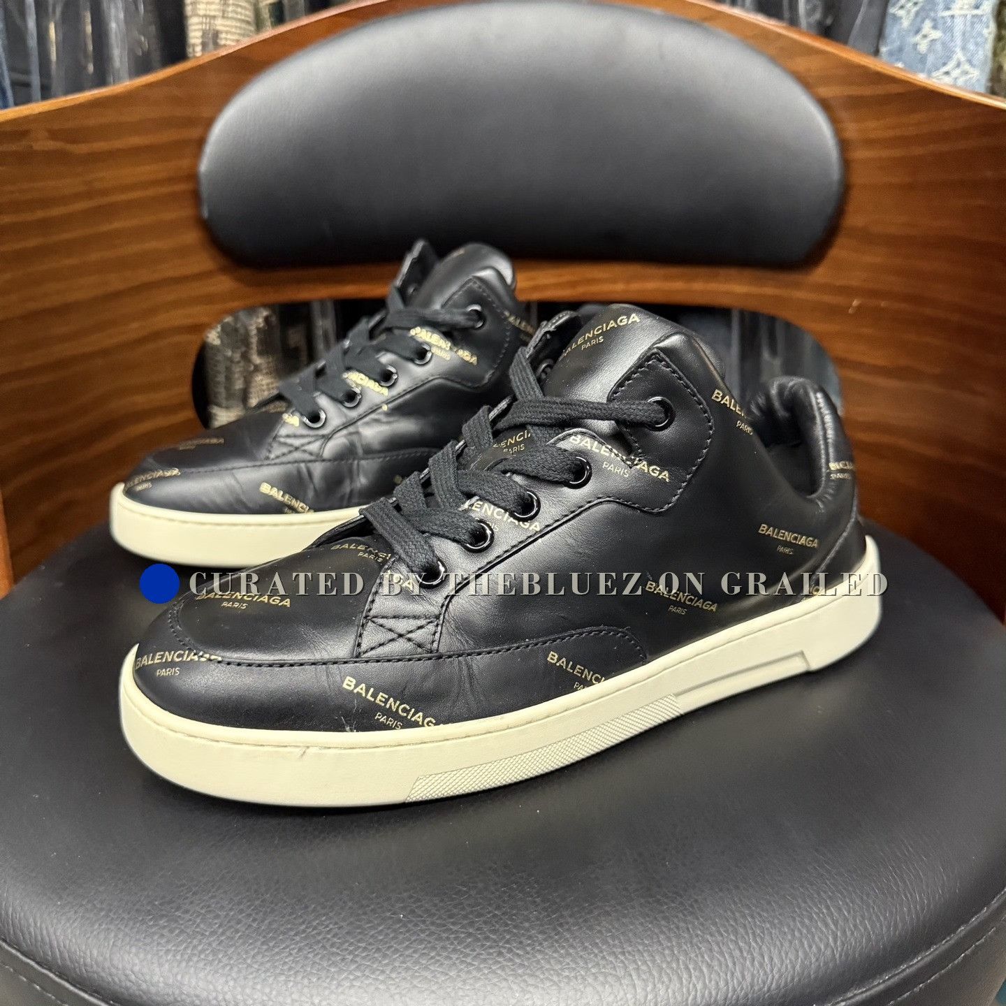 Balenciaga Balenciaga Black White Print Sneakers Size US 5 / IT 35 - 1 Thumbnail