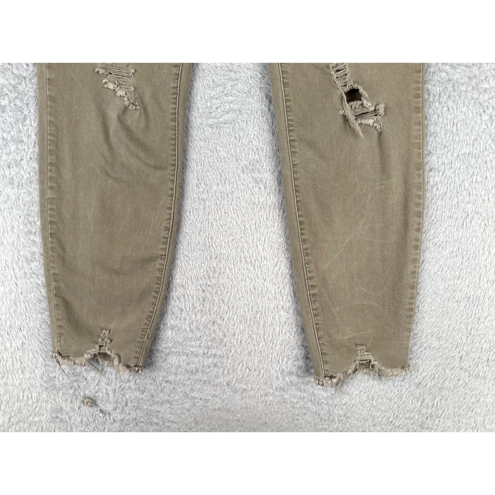 Vintage Angel Kiss Jeans Juniors 15 Beige Distressed Skinny Denim 30x25 - Women's Size 36" / US 14 / IT 50 - 2 Thumbnail
