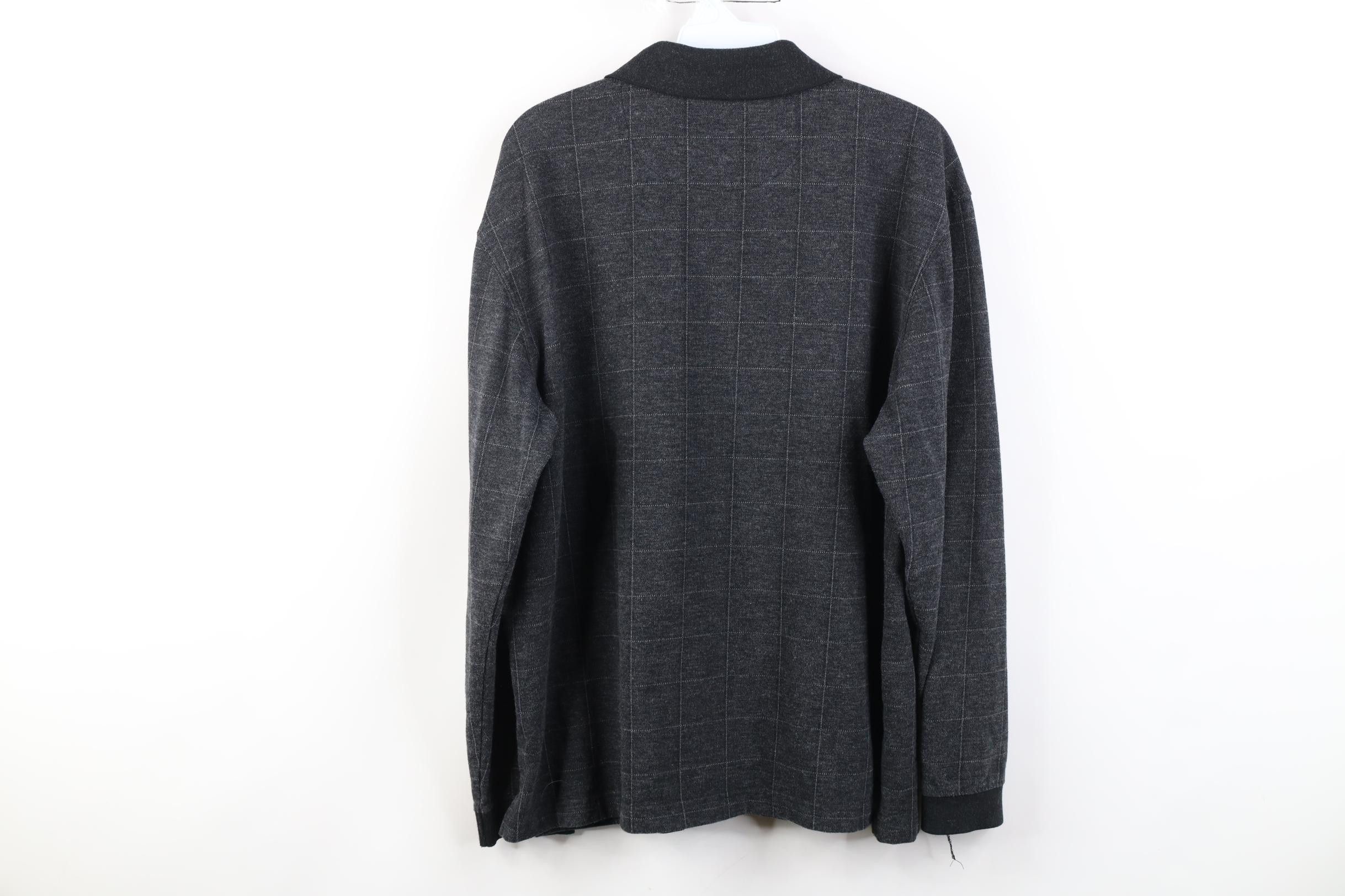 Vintage Vintage 90s Streetwear Long Sleeve Polo Shirt Gray Plaid Size US L / EU 52-54 / 3 - 7 Thumbnail