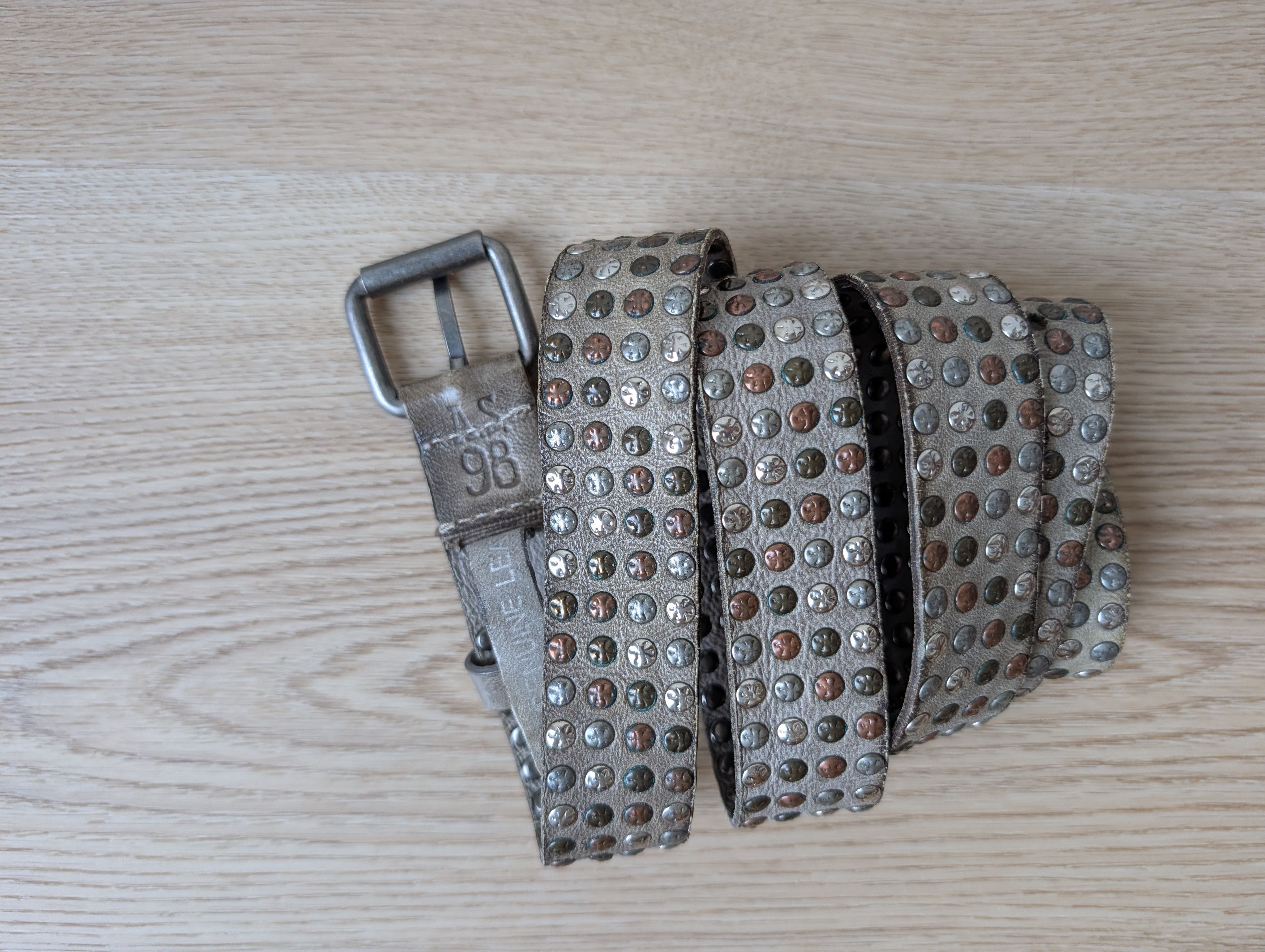 A.S.98 A.S. 98 GOSSE Leather Belt Timeless Rockstar Mettal Rivets Size ONE SIZE - 13 Thumbnail