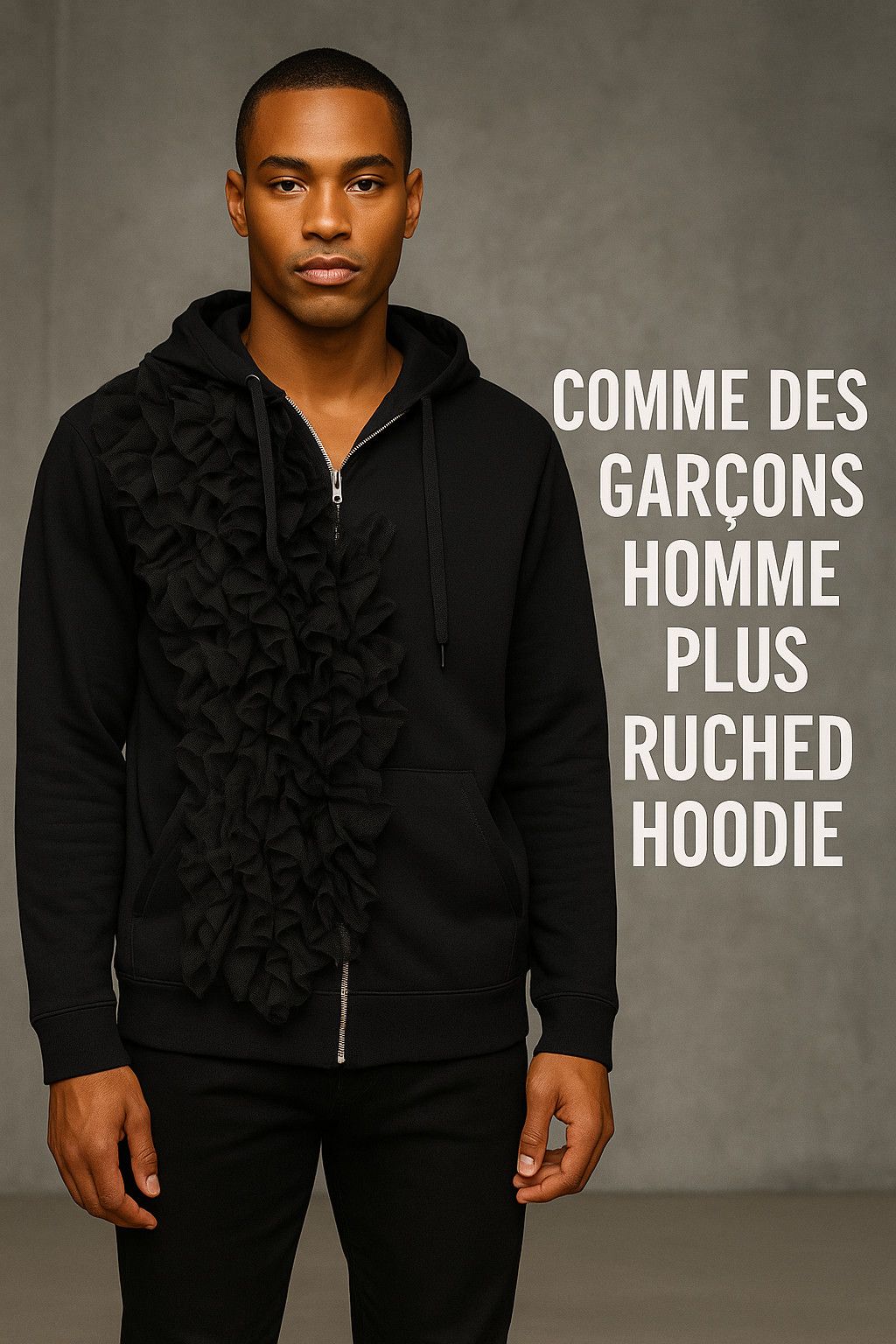 Comme des Garcons Homme Plus CDG Homme Plus Rare Ruched Zip Hoodie Brand New M Size 40R - 1 Thumbnail