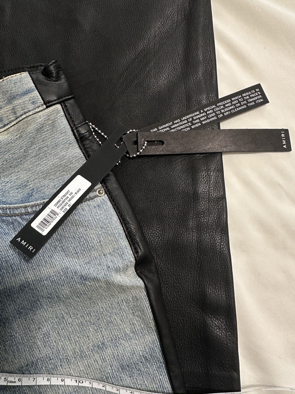 Amiri NWT AMIRI Combo/Panelled Straight-leg Leather Jeans/size 25 Size 25" / US 0 / IT 36 - 5 Thumbnail