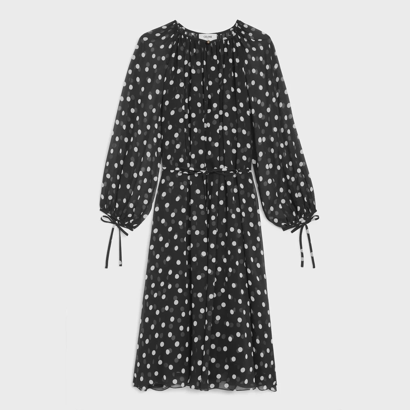 Celine Black Silk Georgette Folk Dress Wome, Women's