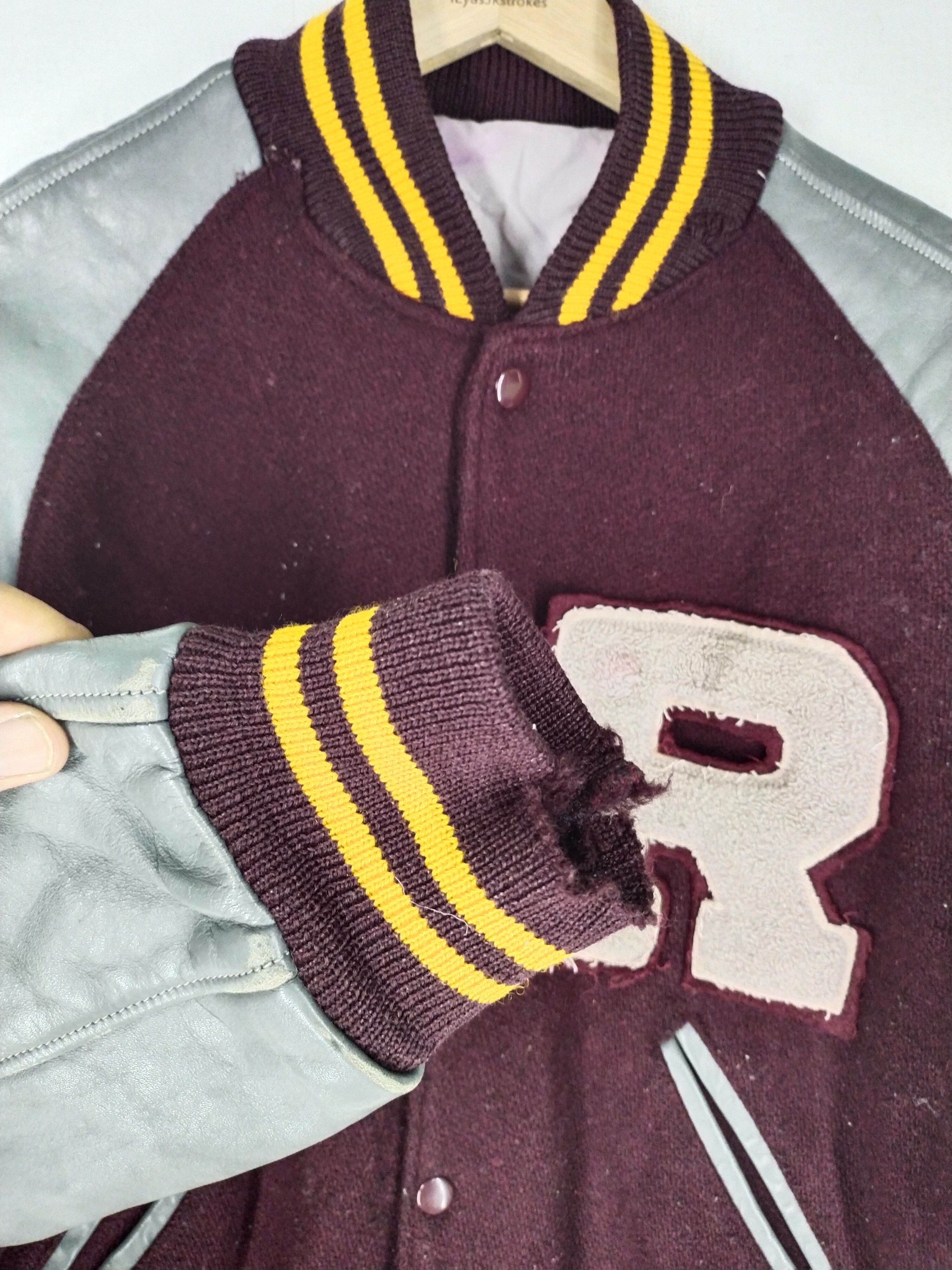 Vintage Vintage 1986's Varsity Leather Wool Jacket Size US M / EU 48-50 / 2 - 6 Thumbnail