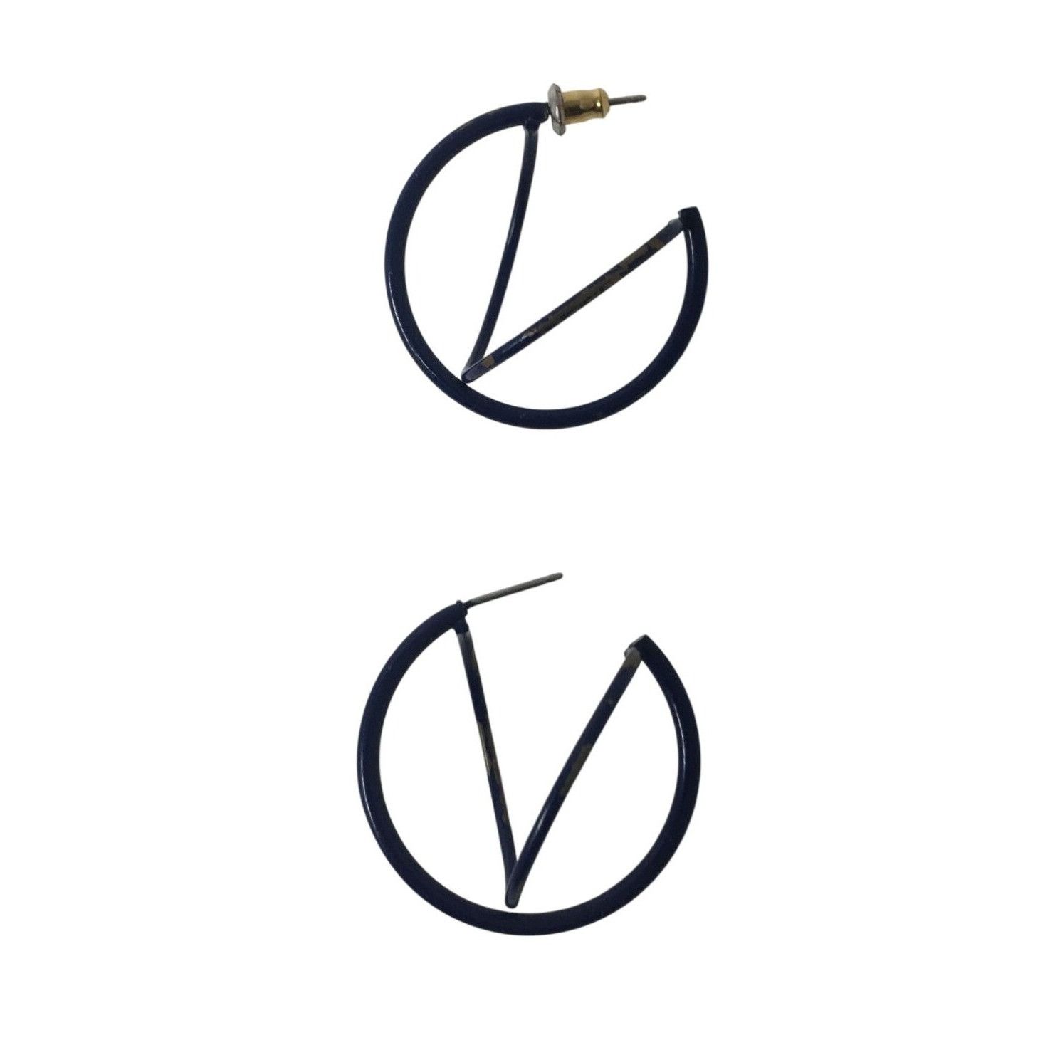 Other Women's Navy Blue Hoop Earrings Size ONE SIZE - 2 Thumbnail