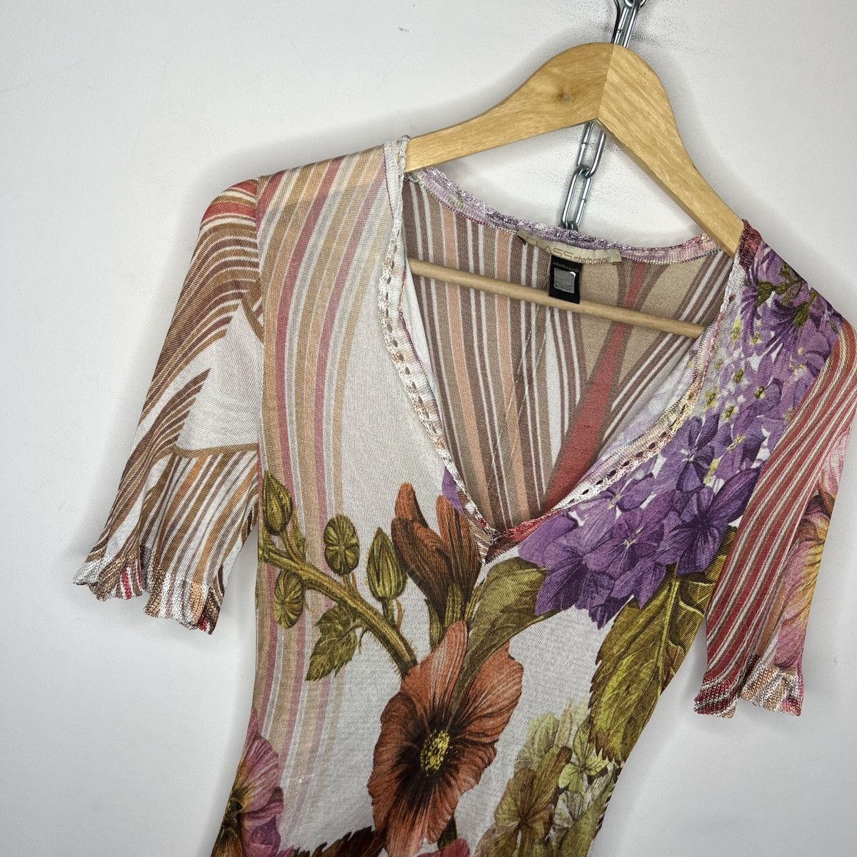 Just Cavalli × Roberto Cavalli × Vintage Just Roberto Cavalli Flower Print Mesh Top Multicolour Size S / US 4 / IT 40 - 3 Thumbnail