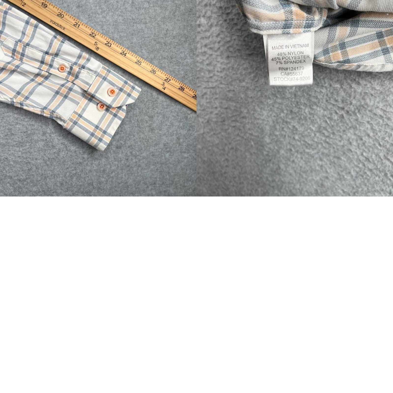 Johnston & Murphy Johnston & Murphy Performance Shirt Large White Check Button Up Long Sleeve Mens Size US L / EU 52-54 / 3 - 9 Thumbnail
