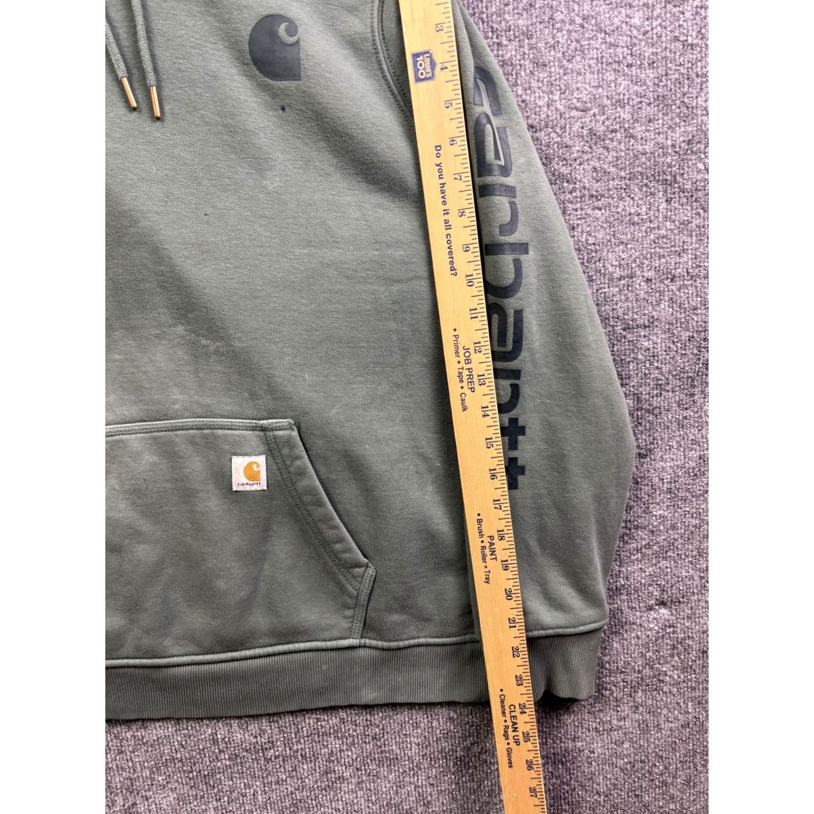 Carhartt Carhartt Hoodie Womens Large Green Fleece Pullover Logo Sleeve Casual Sweatshirt - Relaxed Fit | Crew Neck | Knit Cuff Hem - Winter Size L / US 10 / IT 46 - 4 Thumbnail