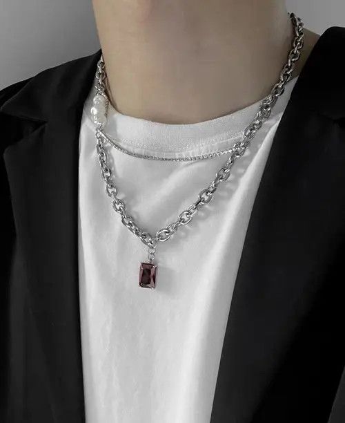 Designer × Vintage Vintage ruby and pearl necklace Size ONE SIZE - 1 Thumbnail