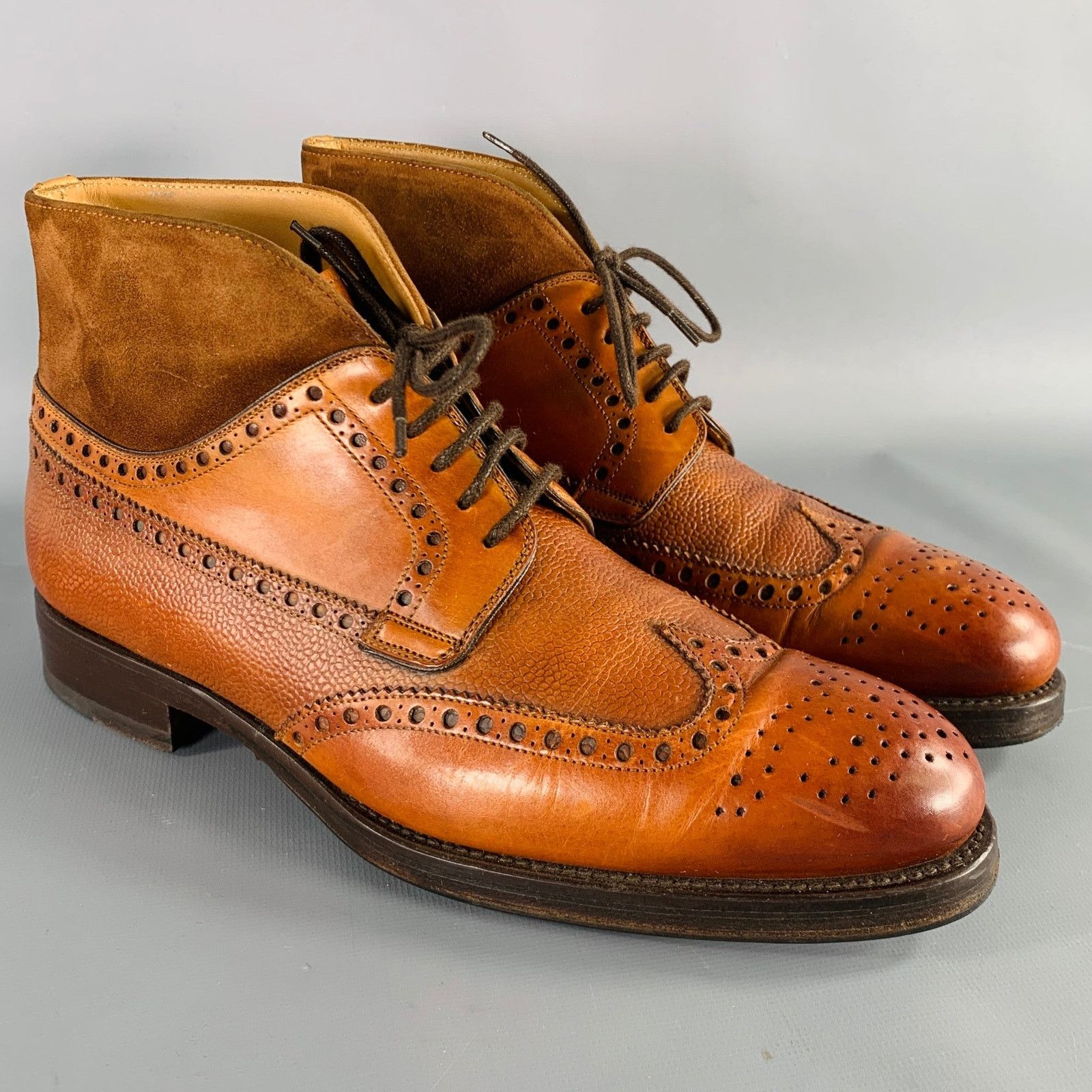 Phineas Cole PHINEAS COLE Size 7.5 Tan Perforated Leather Wingtip Boots Size US 7.5 / EU 40-41 - 1 Thumbnail