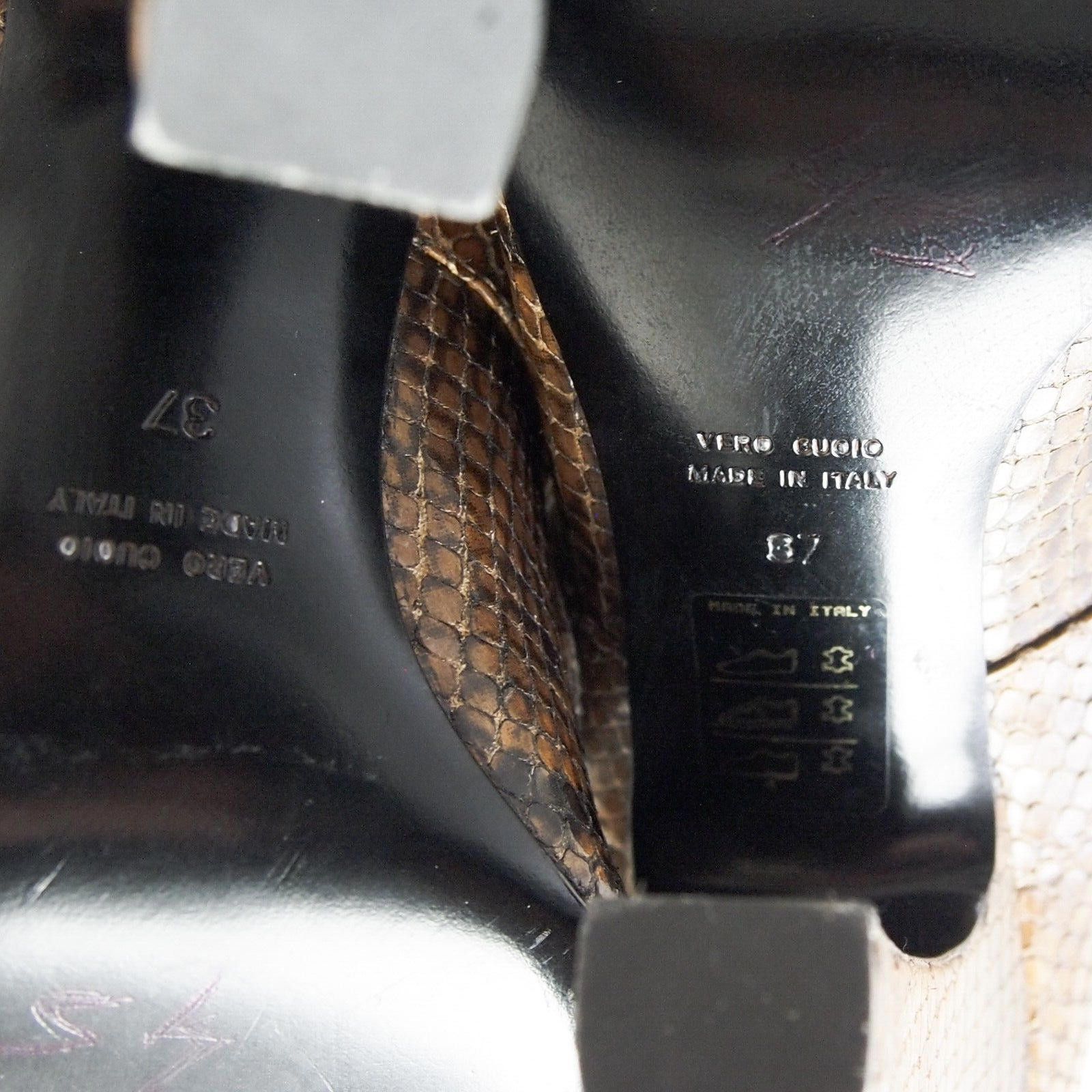 Designer Gaia D'Este Mary Jane Heels Brown Python Buckle US 7 EU 37 Size US 7 / IT 37 - 9 Thumbnail
