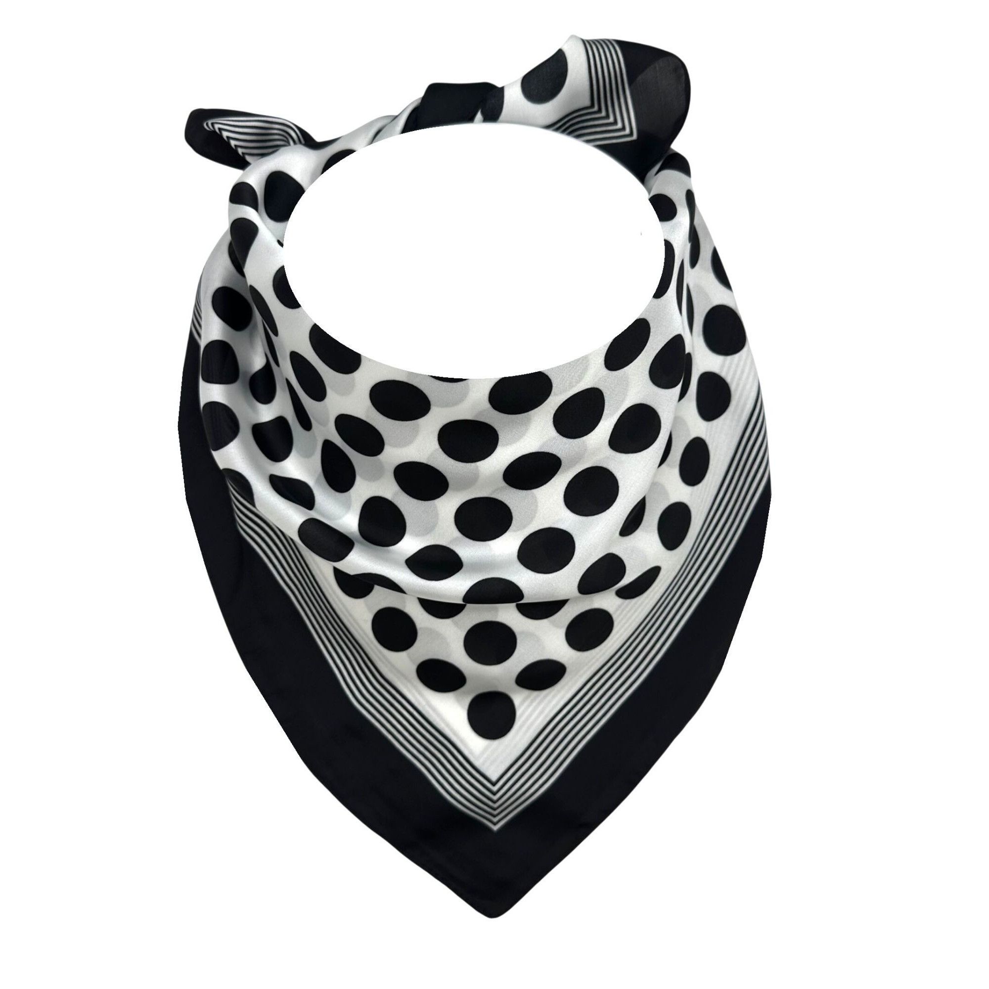 Other ⭐Polka Dot Silky Scarf Classic Chic Black White Timeless St Size ONE SIZE - 3 Thumbnail