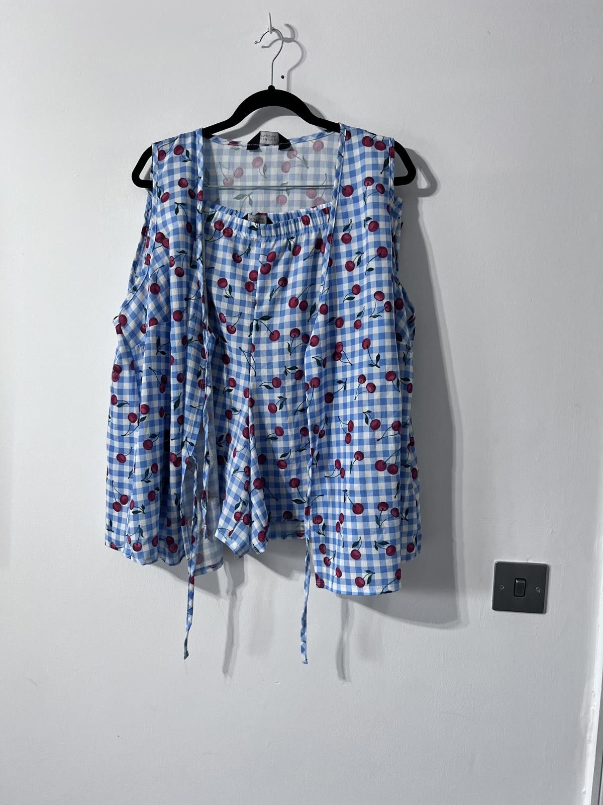 Other Yours Cherry Print Gingham Co-ord Set – UK 22/24 & 26/28 Size ONE SIZE - 2 Thumbnail