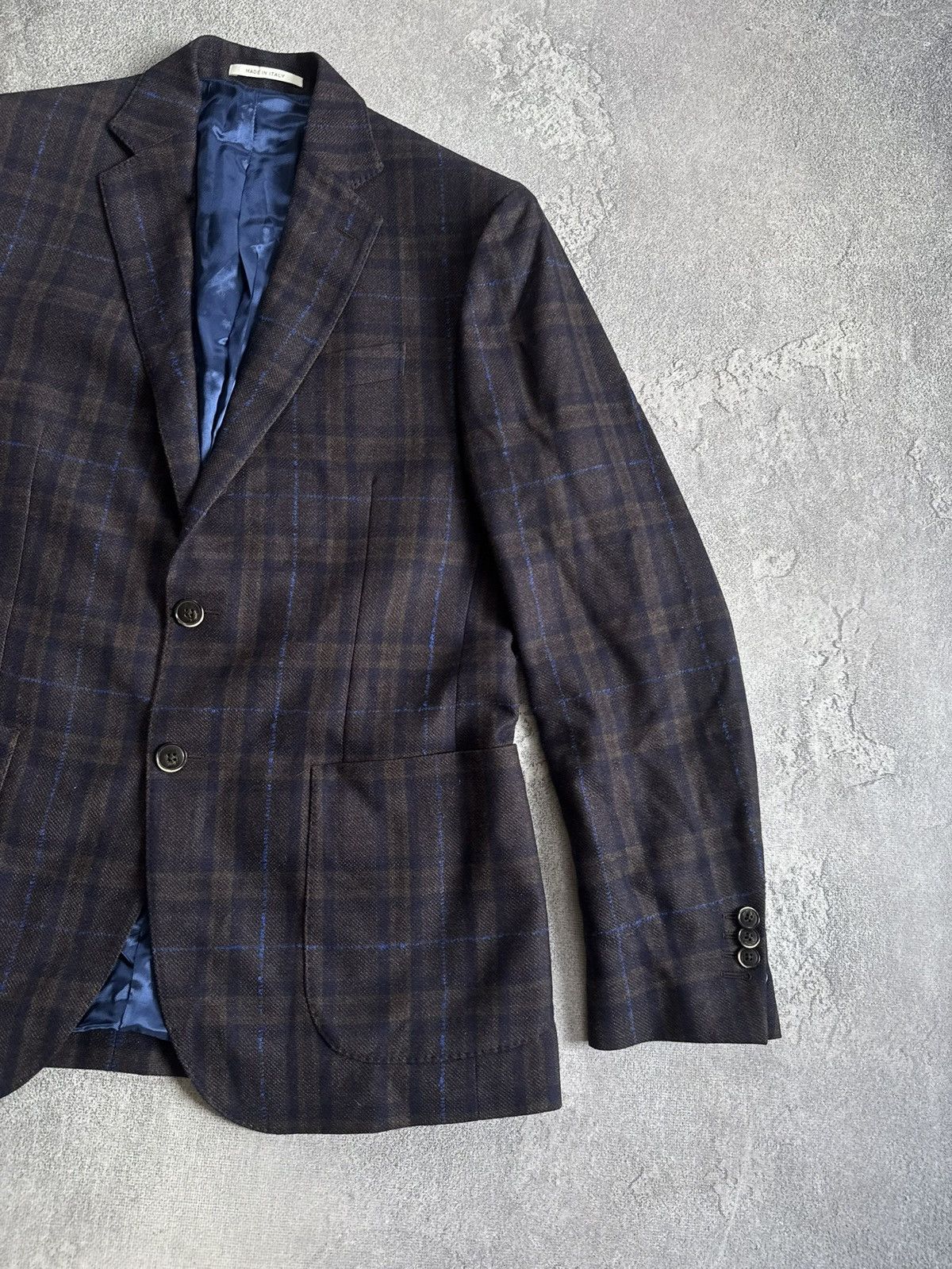 Boggi Boggi 52size wool Chekered blazer button up jacket luxury Size 42R - 14 Thumbnail