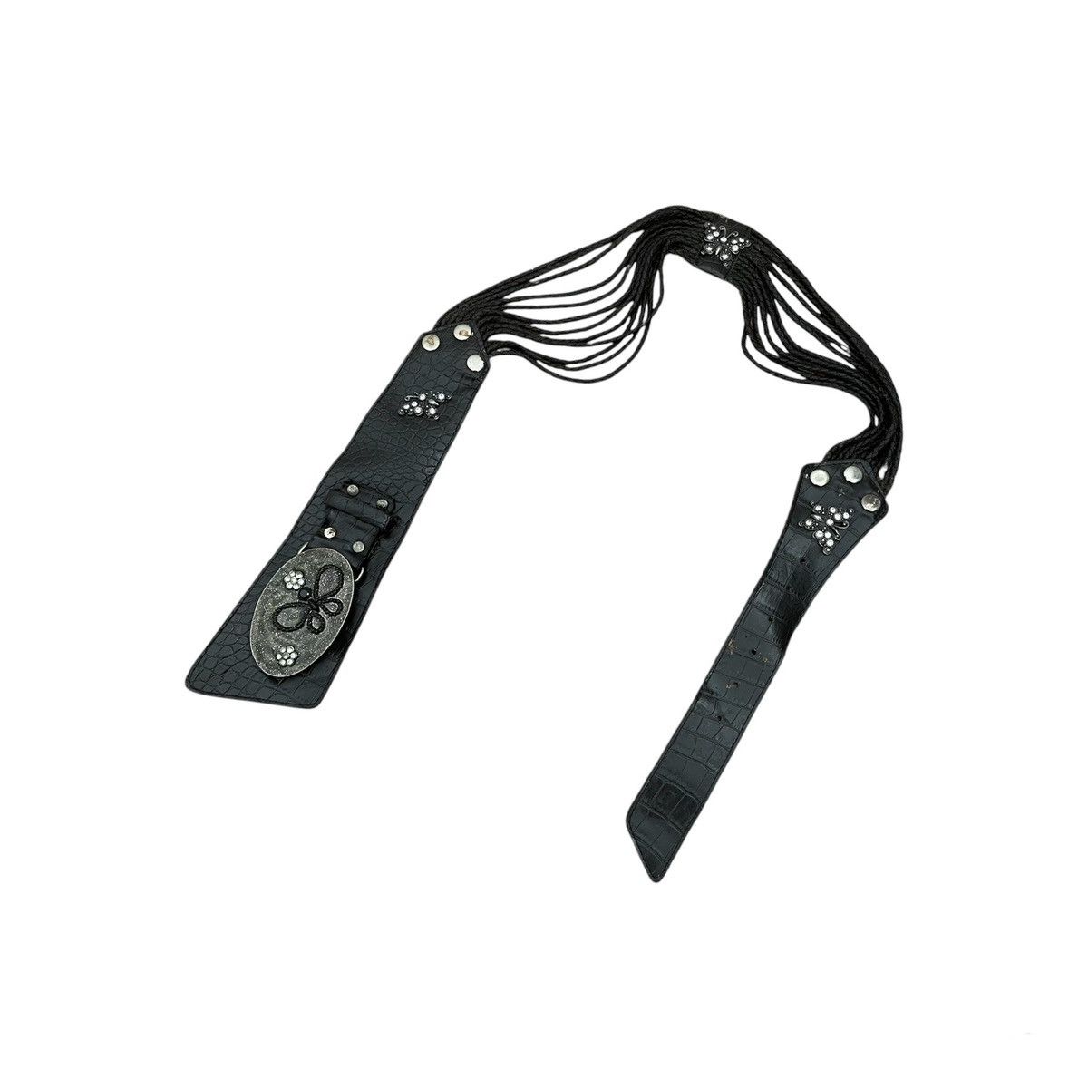 If Six Was Nine × Japanese Brand × Le Grande Bleu (L.G.B.) Black rope crystal butterfly ornament belt Size ONE SIZE - 1 Thumbnail