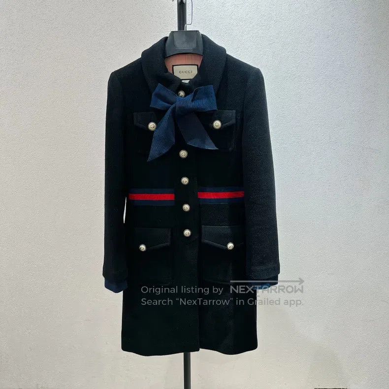 Gucci Gucci Black tweed streamer coat Size S / US 4 / IT 40 - 1 Thumbnail