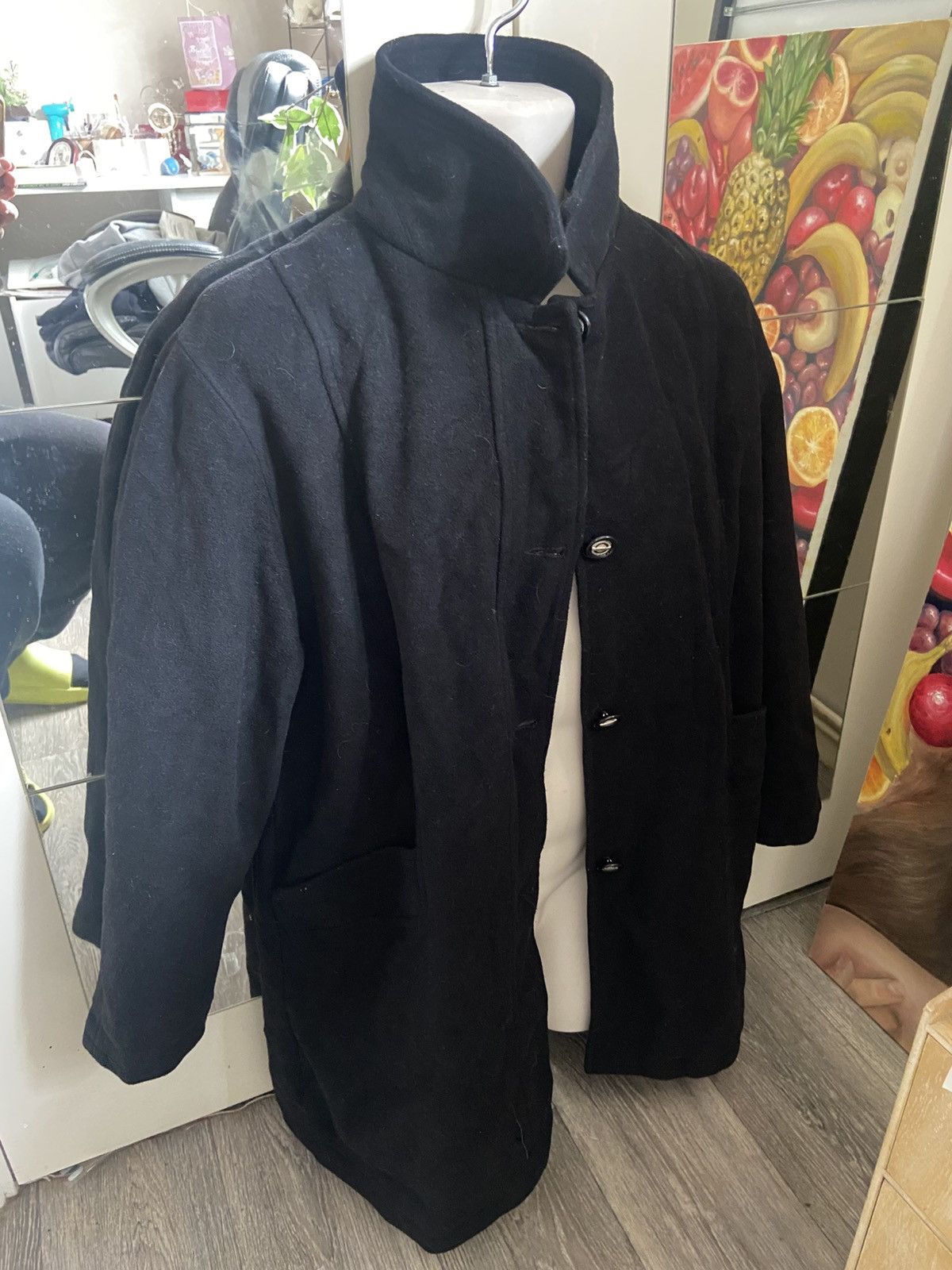 Black wool / cashmere winter coat size 18