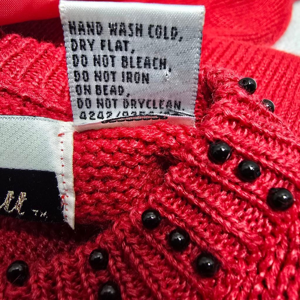 The Unbranded Brand Women's Dana Scott Red & Black Beaded Cardigan Sweater M Size M / US 6-8 / IT 42-44 - 11 Thumbnail