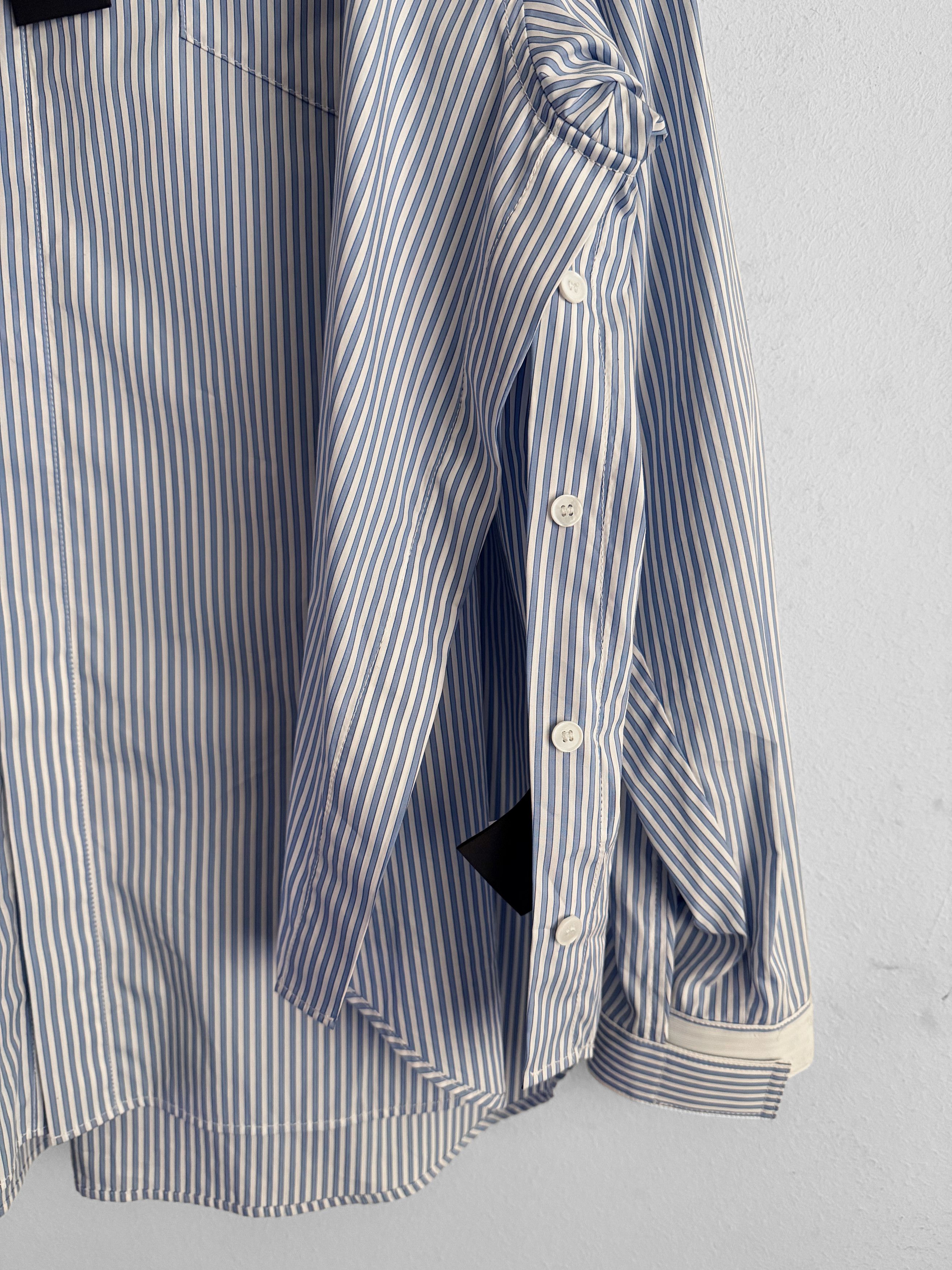 Juun.J Oversized Striped Cotton Hooded Shirt Size US L / EU 52-54 / 3 - 15 Thumbnail