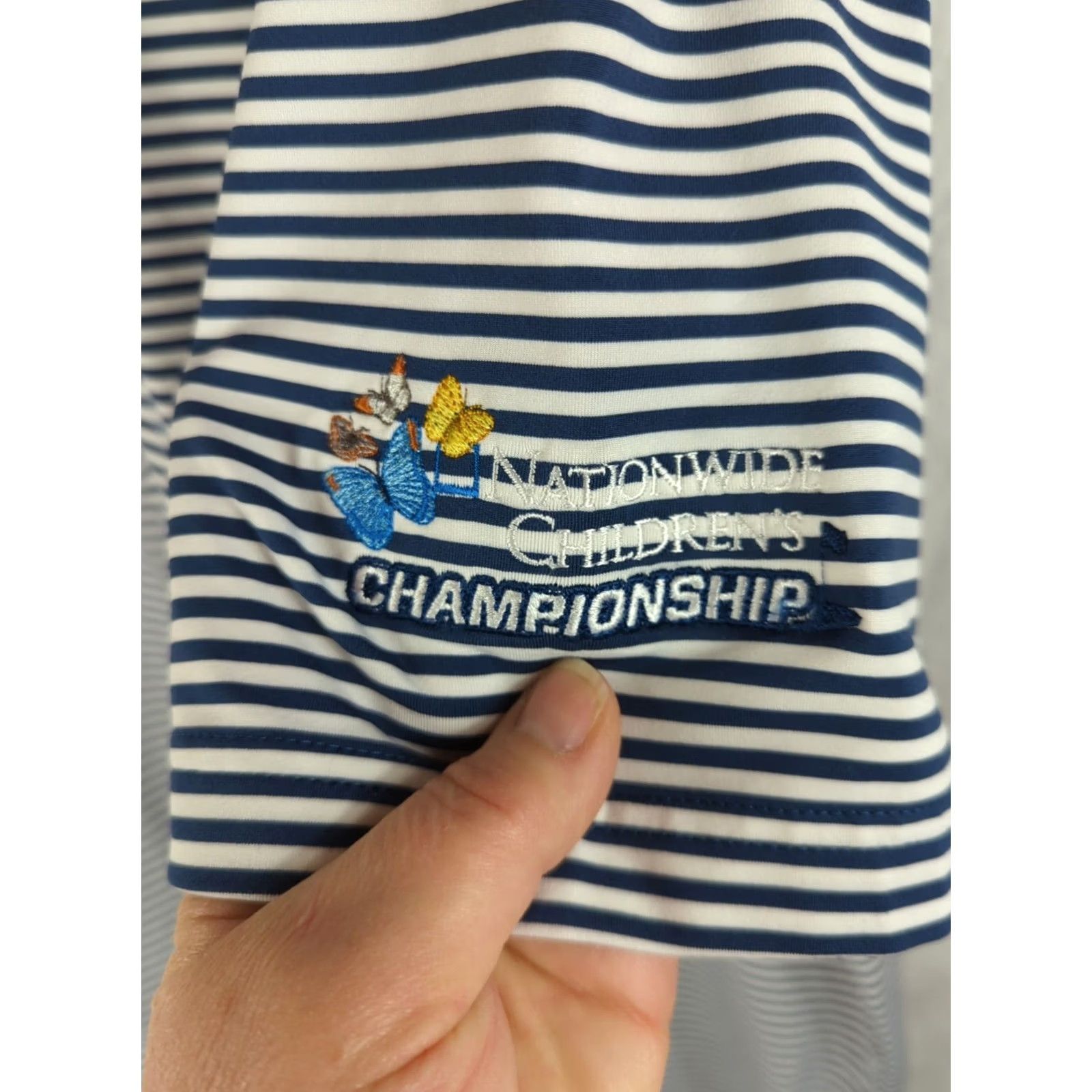 Peter Millar Peter Millar Shirt Mens Polo M White and Blue Striped Summer Comfort Golf Size US M / EU 48-50 / 2 - 4 Thumbnail