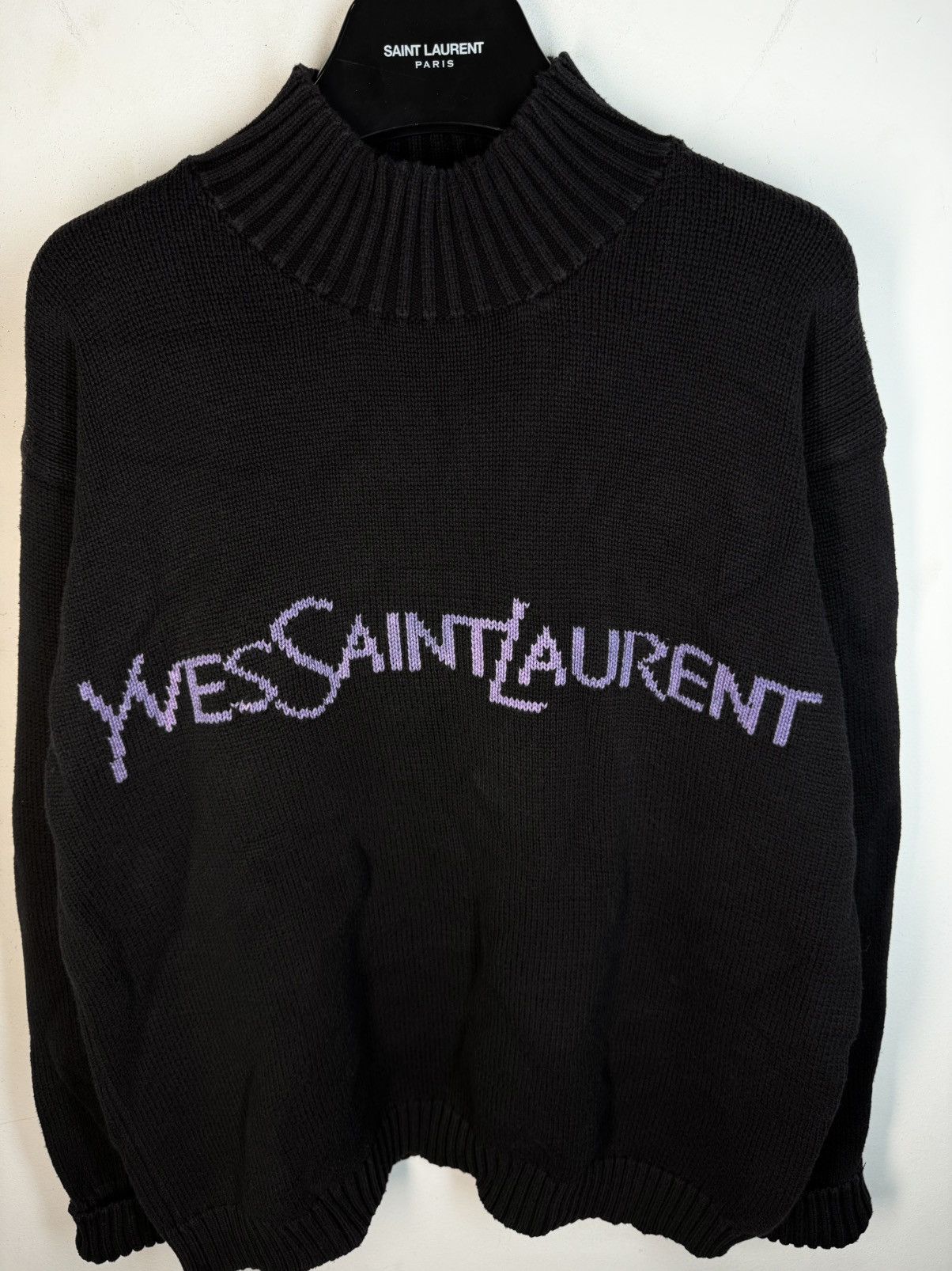Yves Saint Laurent Black YSL Sweater Knit Big Logo Turtleneck YSL Sweatshirt Size US L / EU 52-54 / 3 - 16 Thumbnail