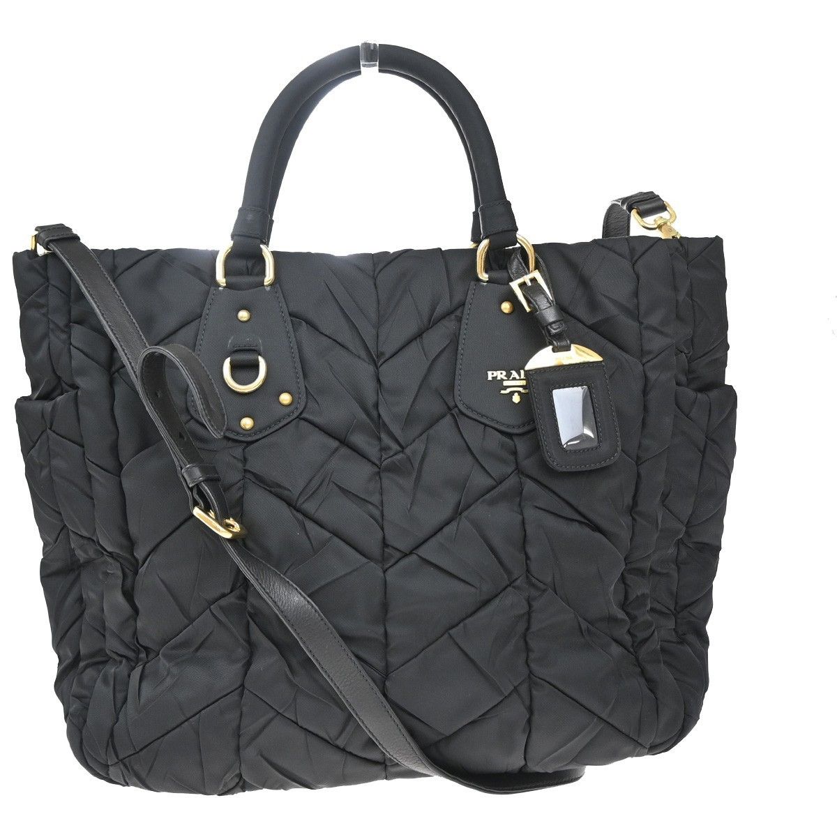 Prada Prada Convertible Side Pocket Tote Chevron Tessuto Size ONE SIZE - 1 Thumbnail