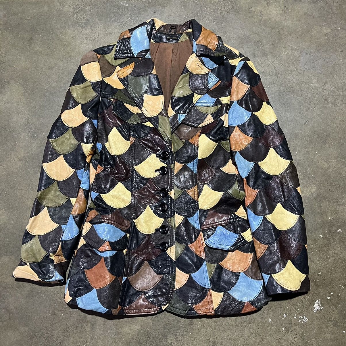 Leather Jacket × Streetwear × Vintage Vintage 70s Black Fish Scales ...