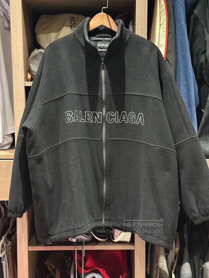 Balenciaga Balenciaga Black Large Logo Fleece Jacket Size US S / EU 44-46 / 1 - 1 Thumbnail