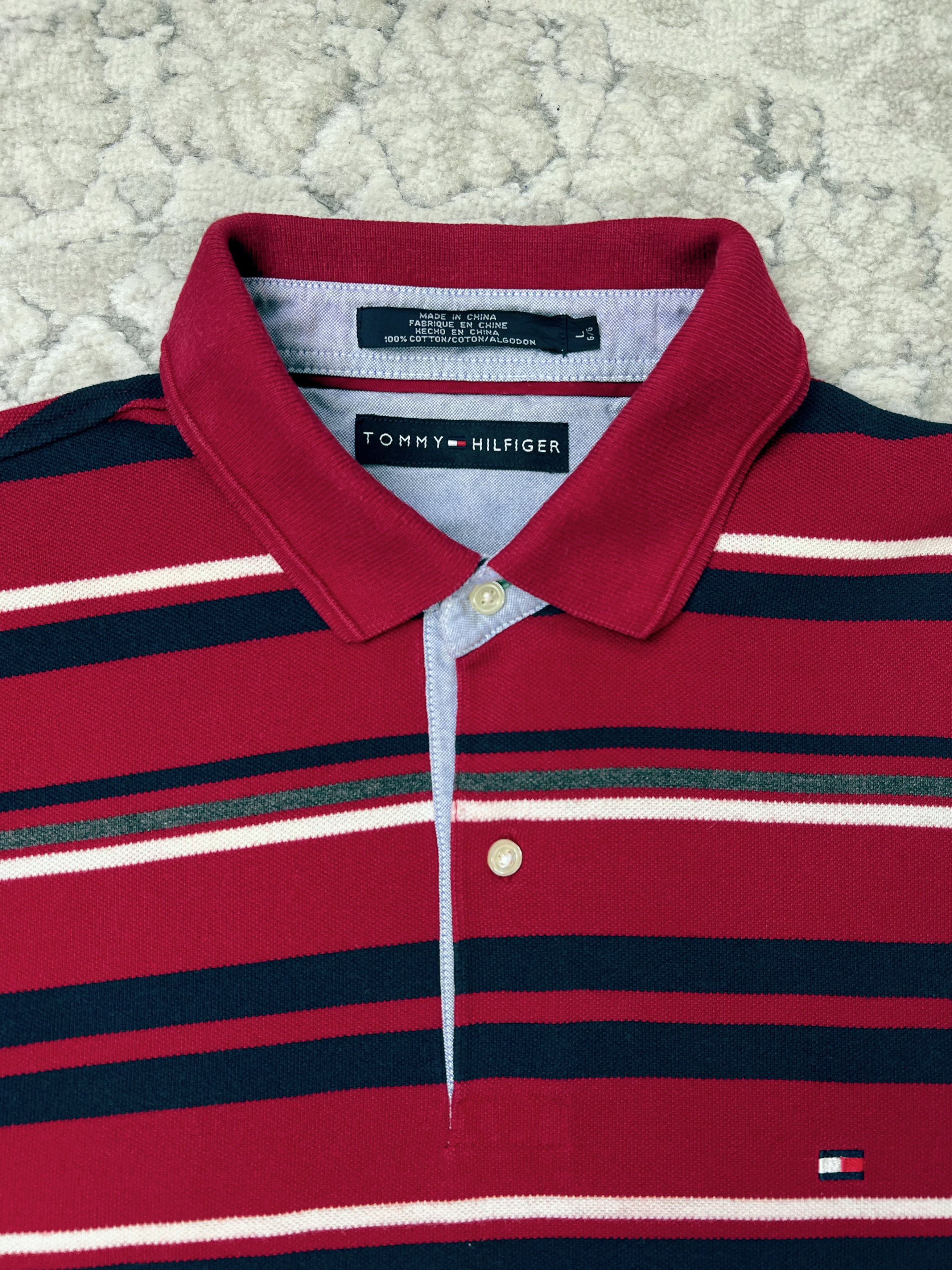 Tommy Hilfiger Tommy Hilfiger Y2K Striped Rugby Polo Shirt Long Sleeve Red Size US L / EU 52-54 / 3 - 2 Thumbnail