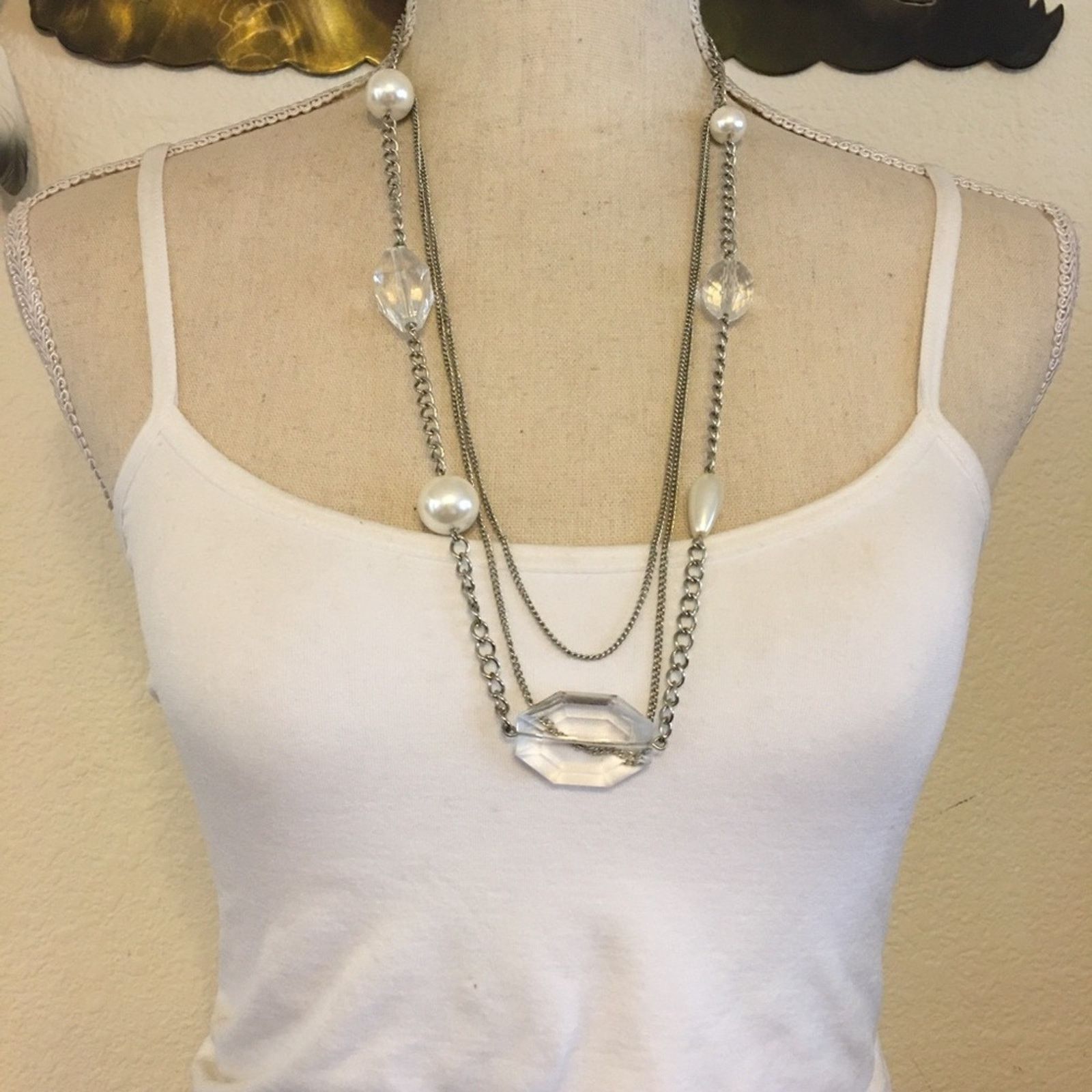 Jewelry Multi strand tiered silver tone chain necklace Size ONE SIZE - 3 Thumbnail