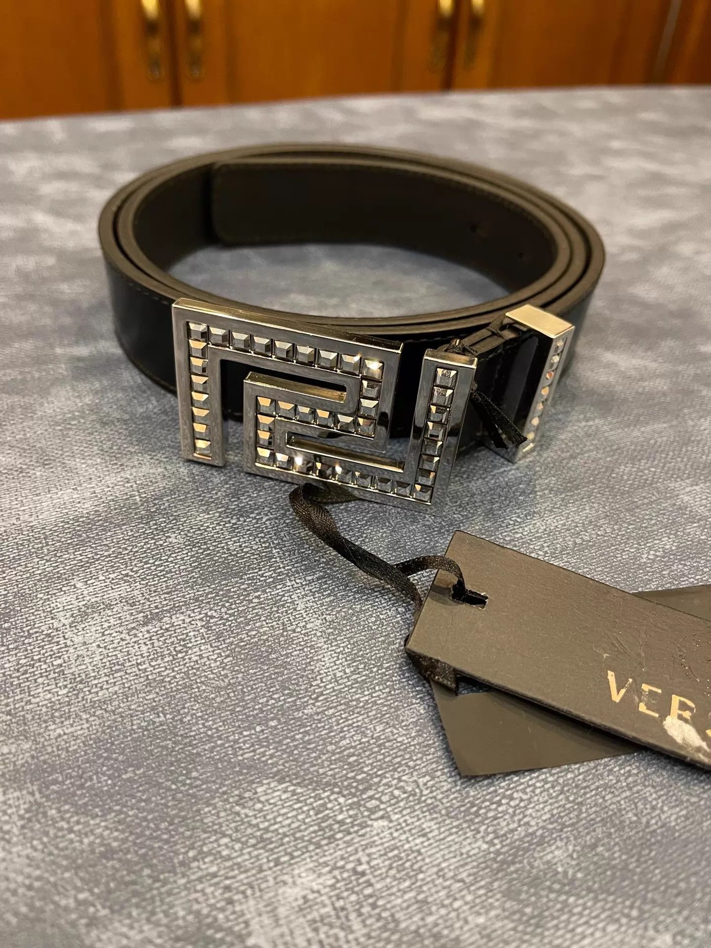 Versace Versace 3cm Cowhide Belt 100 Silver Palmette Buckle Size ONE SIZE - 1 Thumbnail