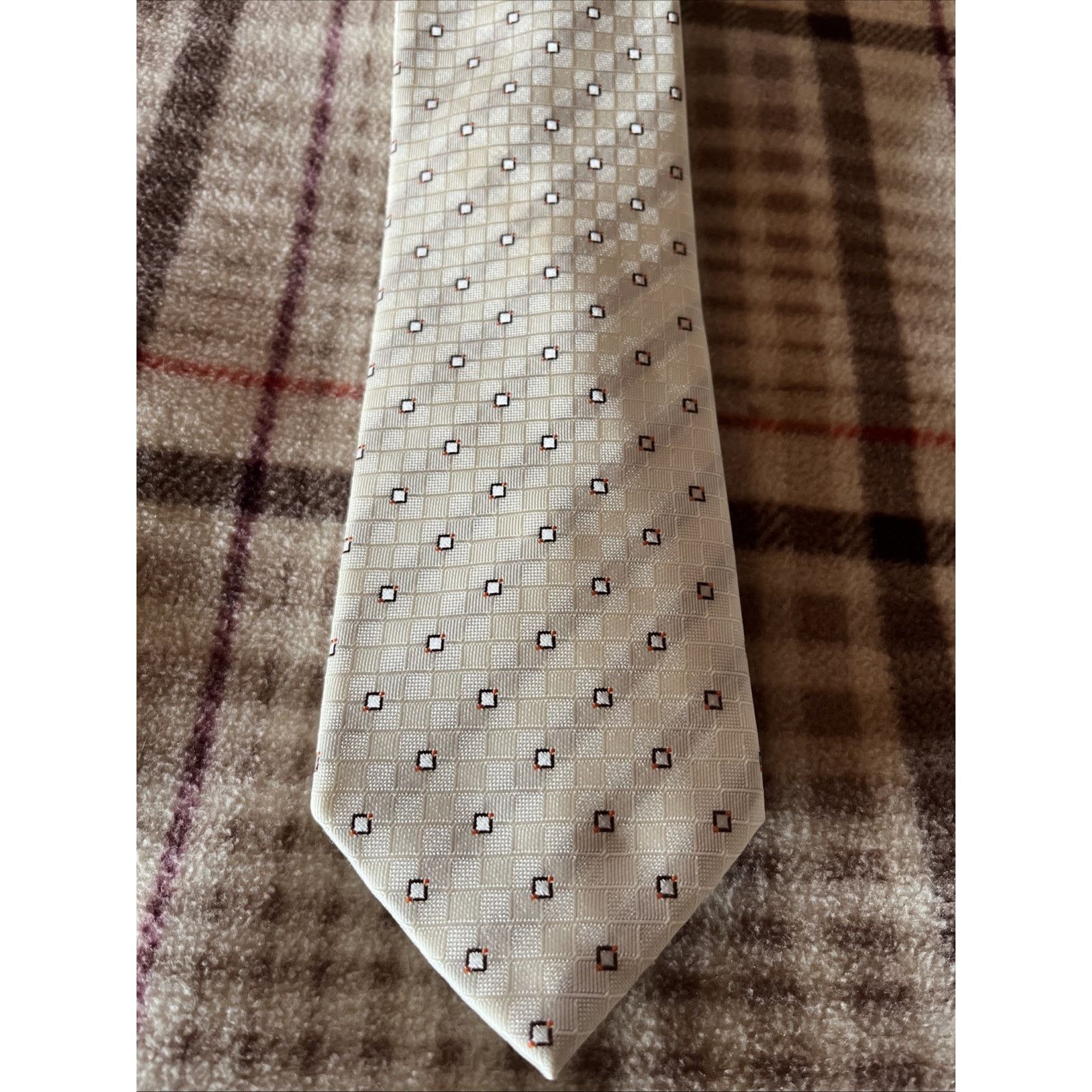 Other Lazzaretti Collection Tie Beige Geometric Silk Necktie Size ONE SIZE - 2 Thumbnail