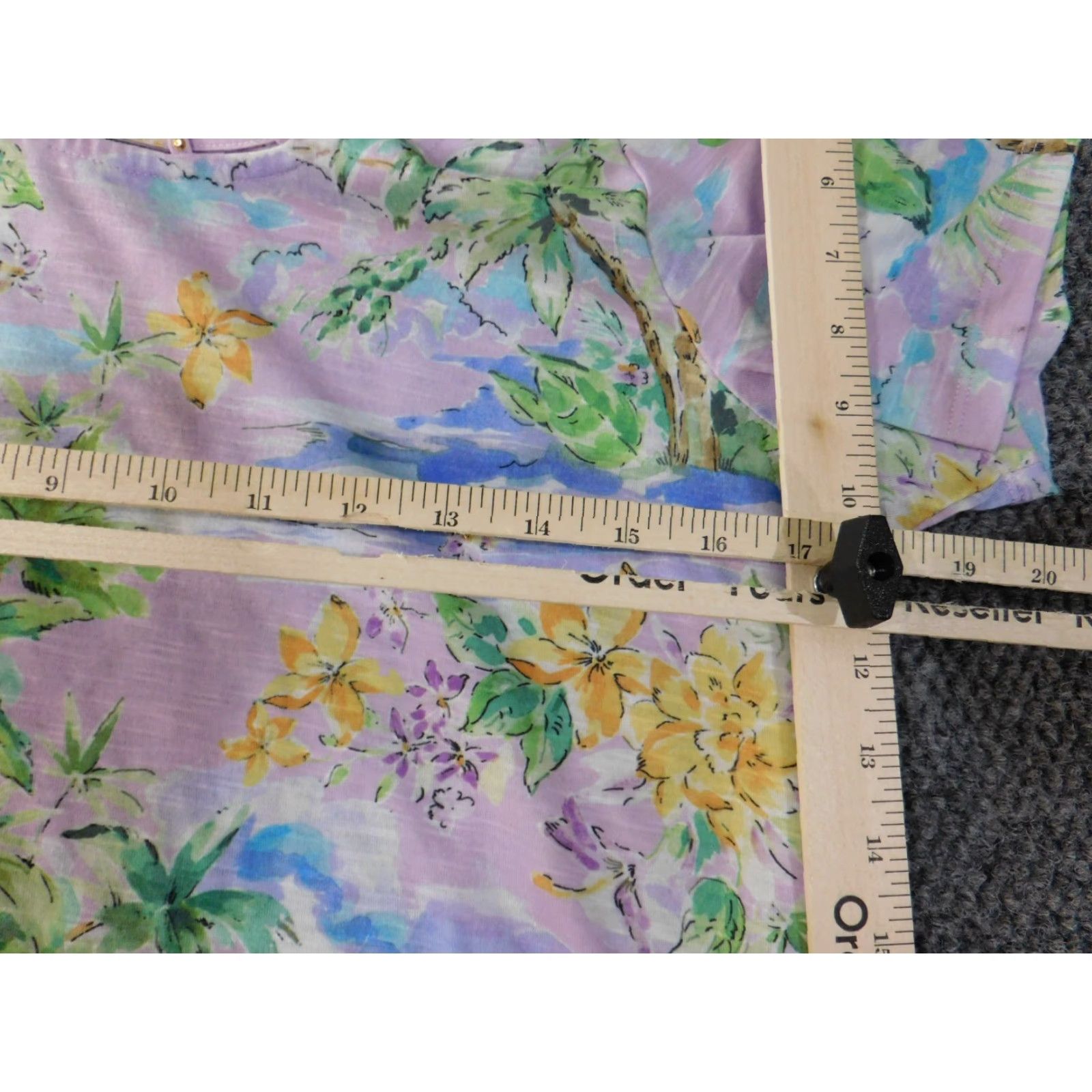 Vintage Alfred Dunner Blouse Shirt Petite PS Womens Purple Floral Round Neck Short Sleeve Pullover Stretch Polyester Spandex Lightweight Casual Size S / US 4 / IT 40 - 6 Thumbnail