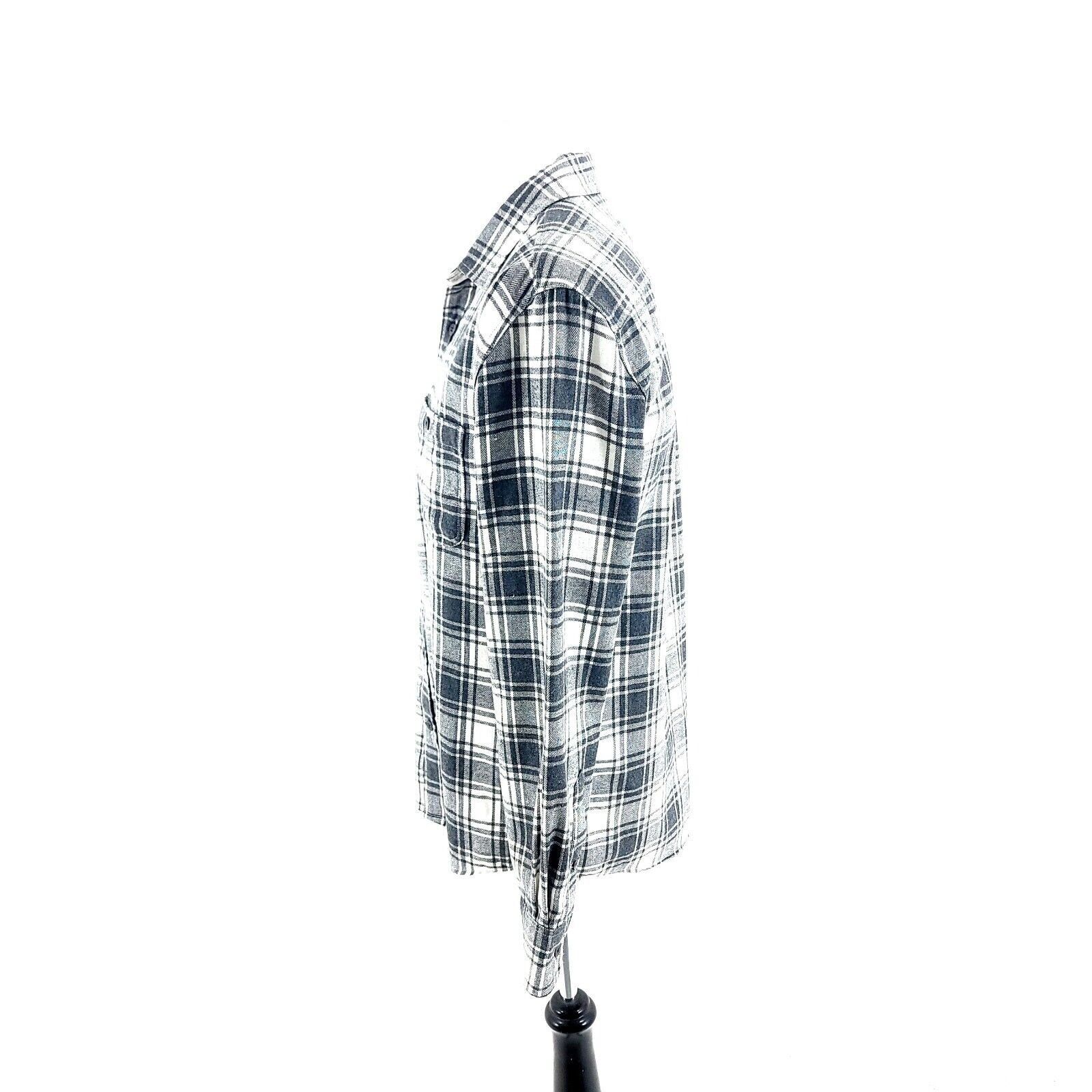 Designer Bixby Medium Slim Gray White Plaid Button Front Flannel Coll Size US M / EU 48-50 / 2 - 4 Thumbnail