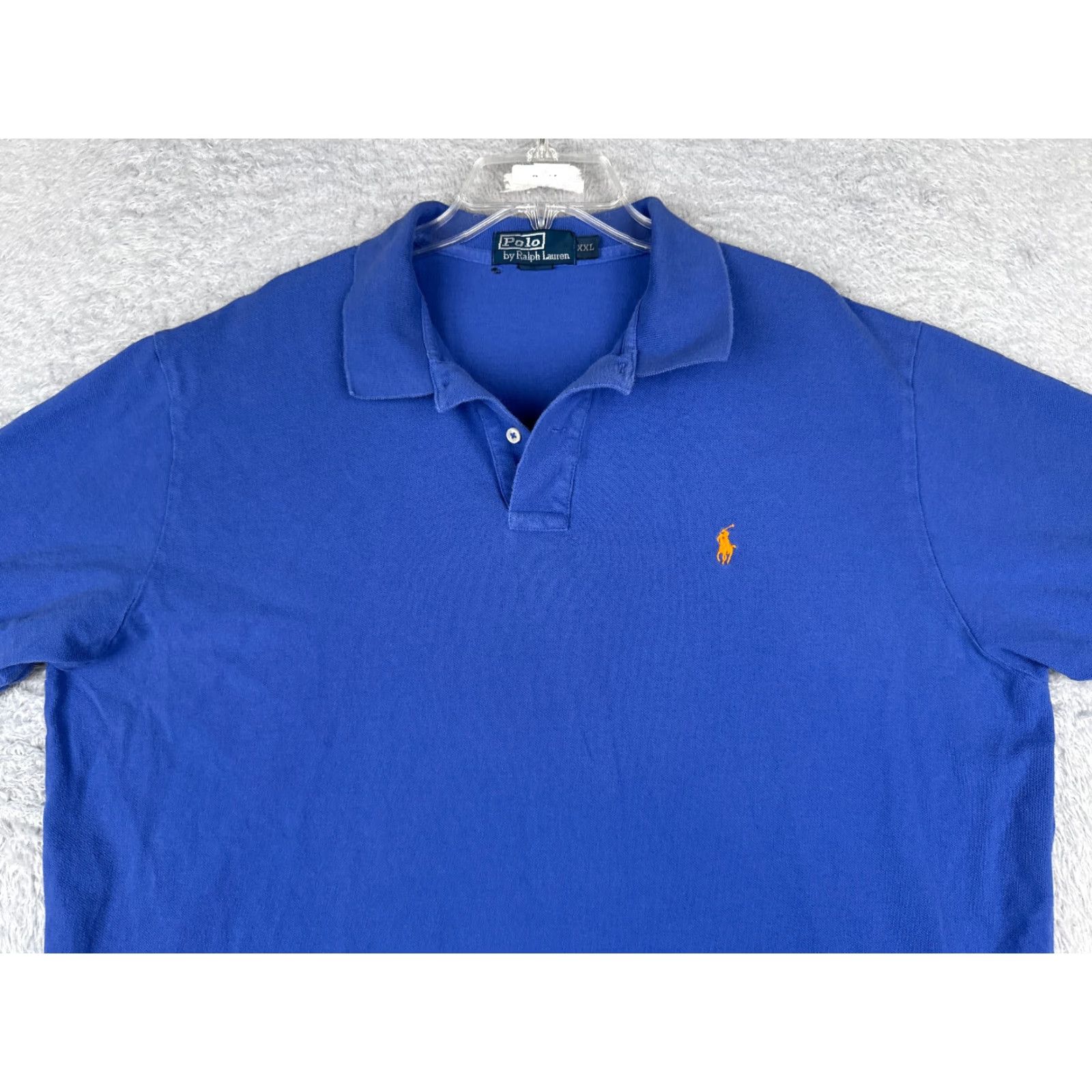 Ralph Lauren VINTAGE Ralph Lauren Polo Shirt Men 2XL Blue Short Sleeve 100% Cotton Knit Button Embroidered Logo Golf 80s Mens Size US XXL / EU 58 / 5 - 4 Thumbnail