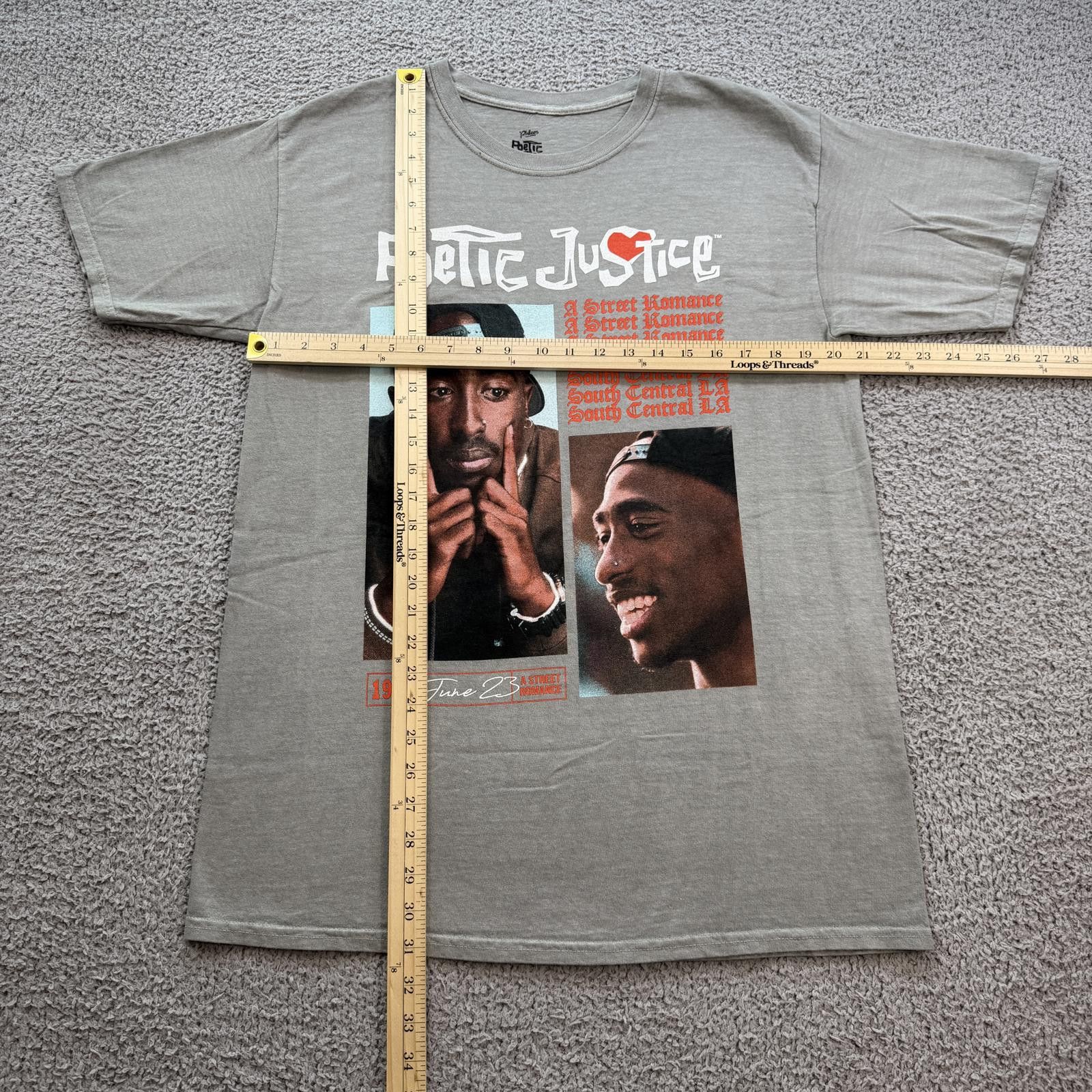 Other Poetic Justice Tupac Shakur T Shirt Mens M Gray 2Pac Rap Tee Size US M / EU 48-50 / 2 - 3 Thumbnail