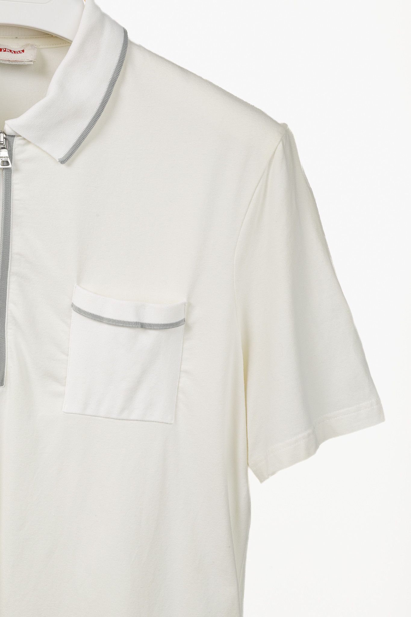 Prada Prada Cream Jersey 1/2-Zip Polo T-Shirt Size US M / EU 48-50 / 2 - 5 Thumbnail
