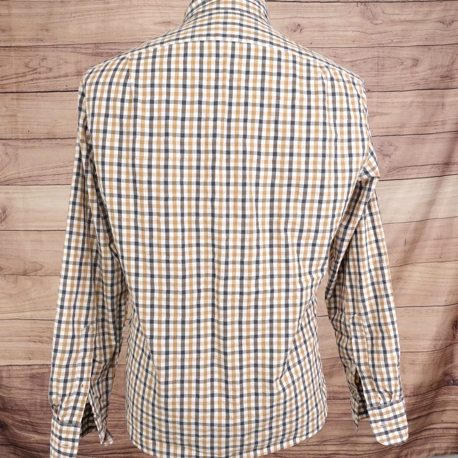 J.Crew J.CREW Shirt Mens M Beige Check Long Sleeve Button-Up Slim Untucked Flex Washed Size US M / EU 48-50 / 2 - 4 Thumbnail