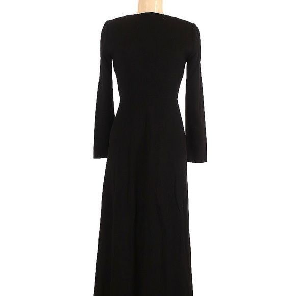 ELIE TAHARI size 6 black A-line unlined wool maxi dress in e