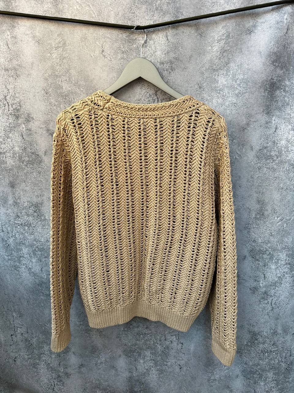 Reiss Reiss Silive Open-Knit Cotton Jumper Beige Sweater Relaxed Size L / US 10 / IT 46 - 3 Thumbnail